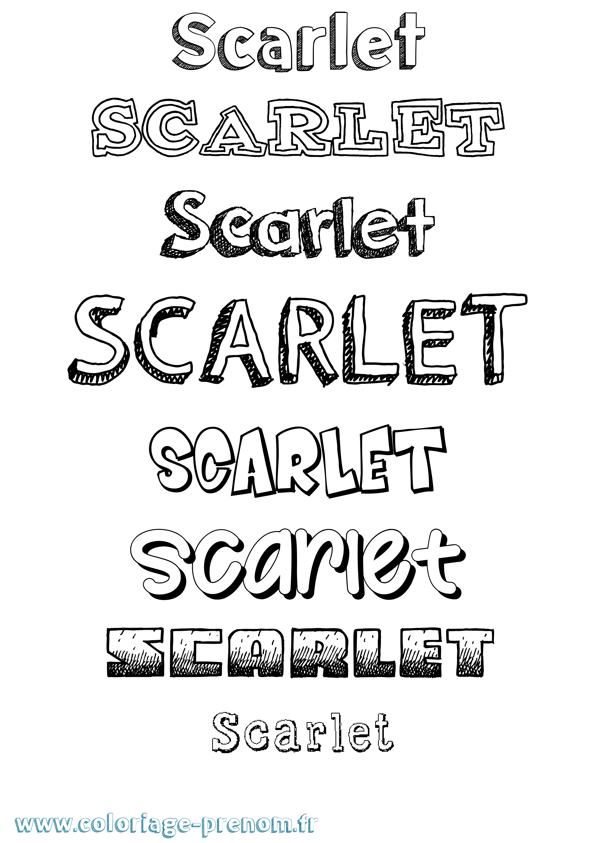 Coloriage prénom Scarlet Dessiné