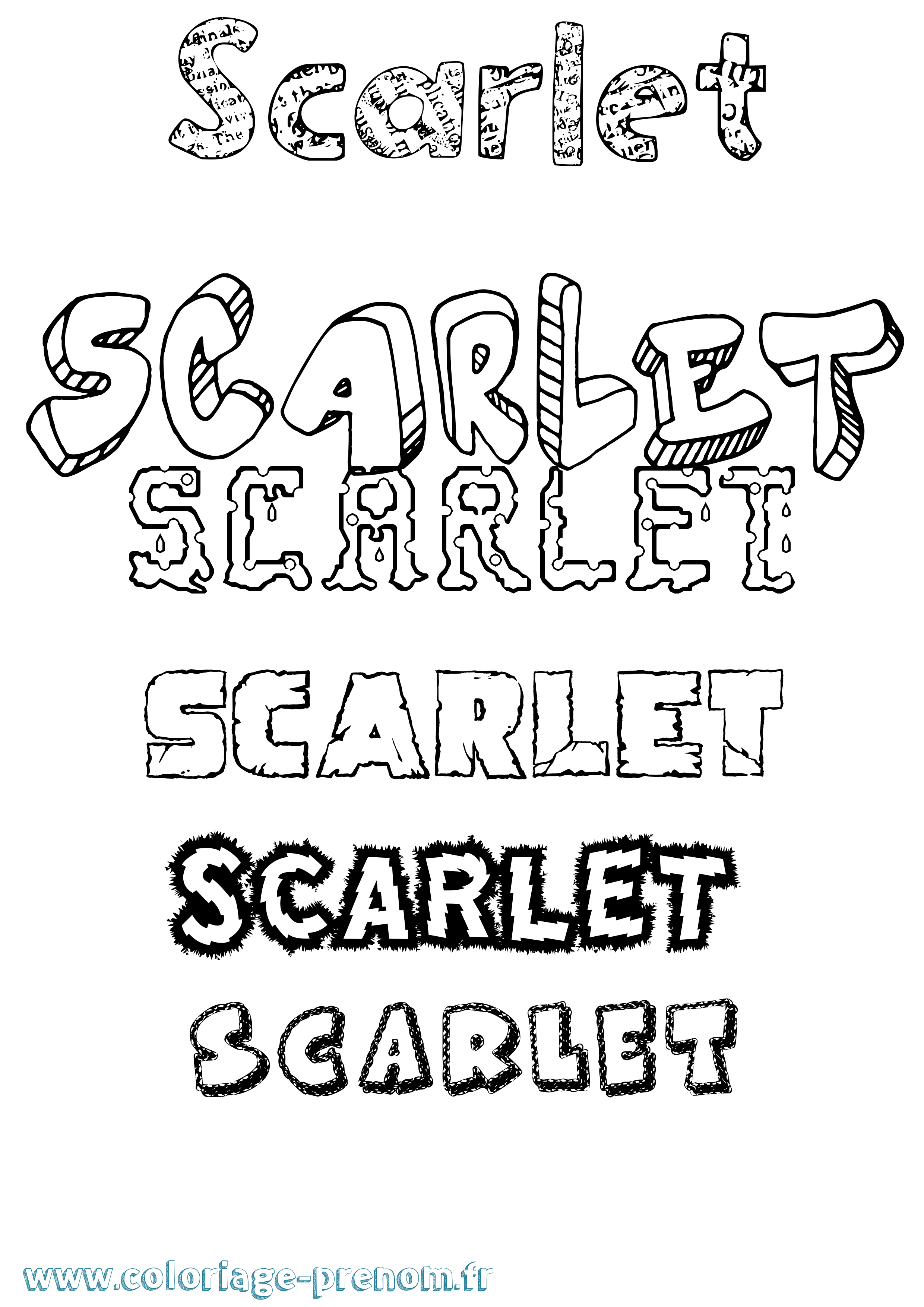 Coloriage prénom Scarlet Destructuré