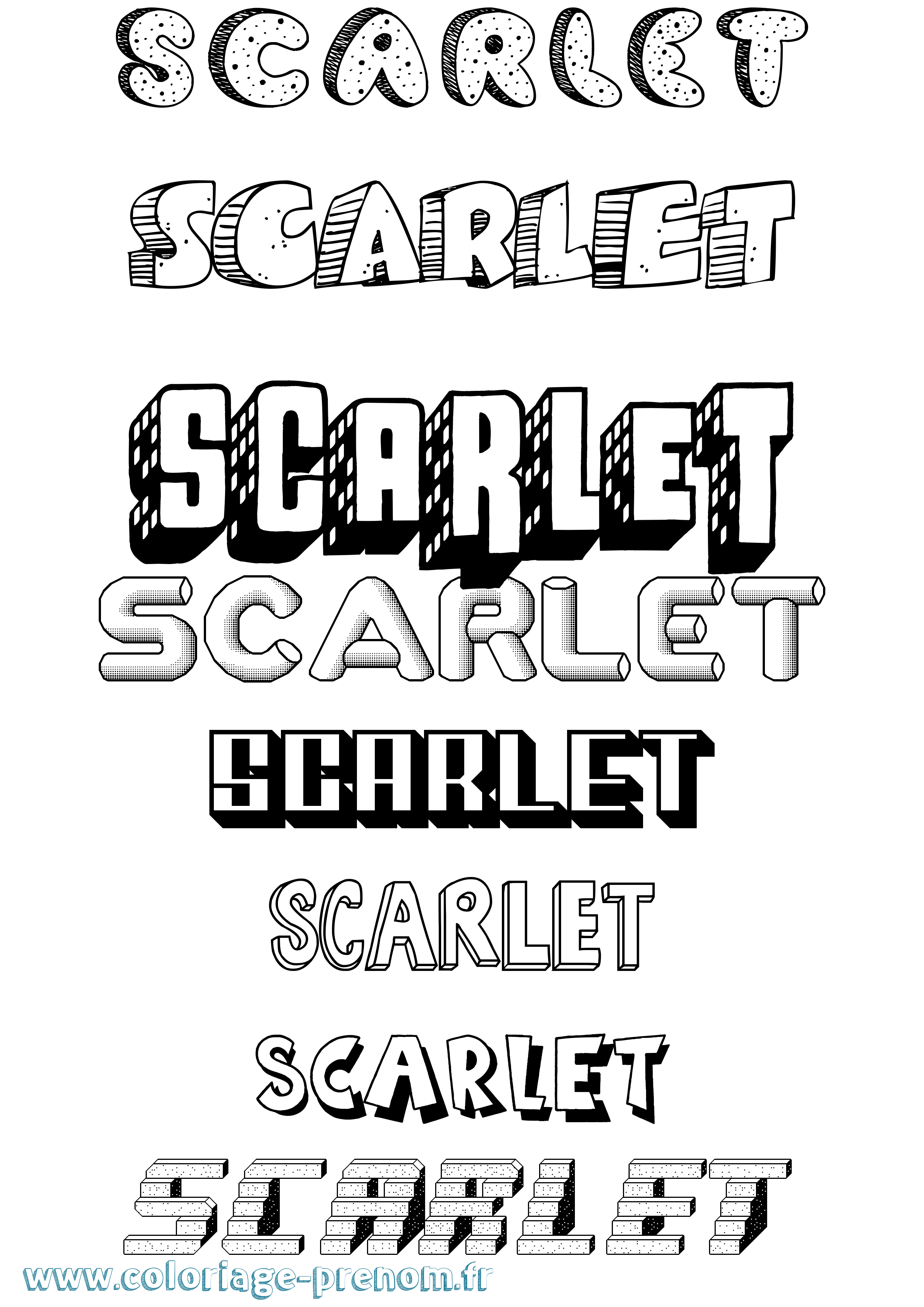 Coloriage prénom Scarlet Effet 3D