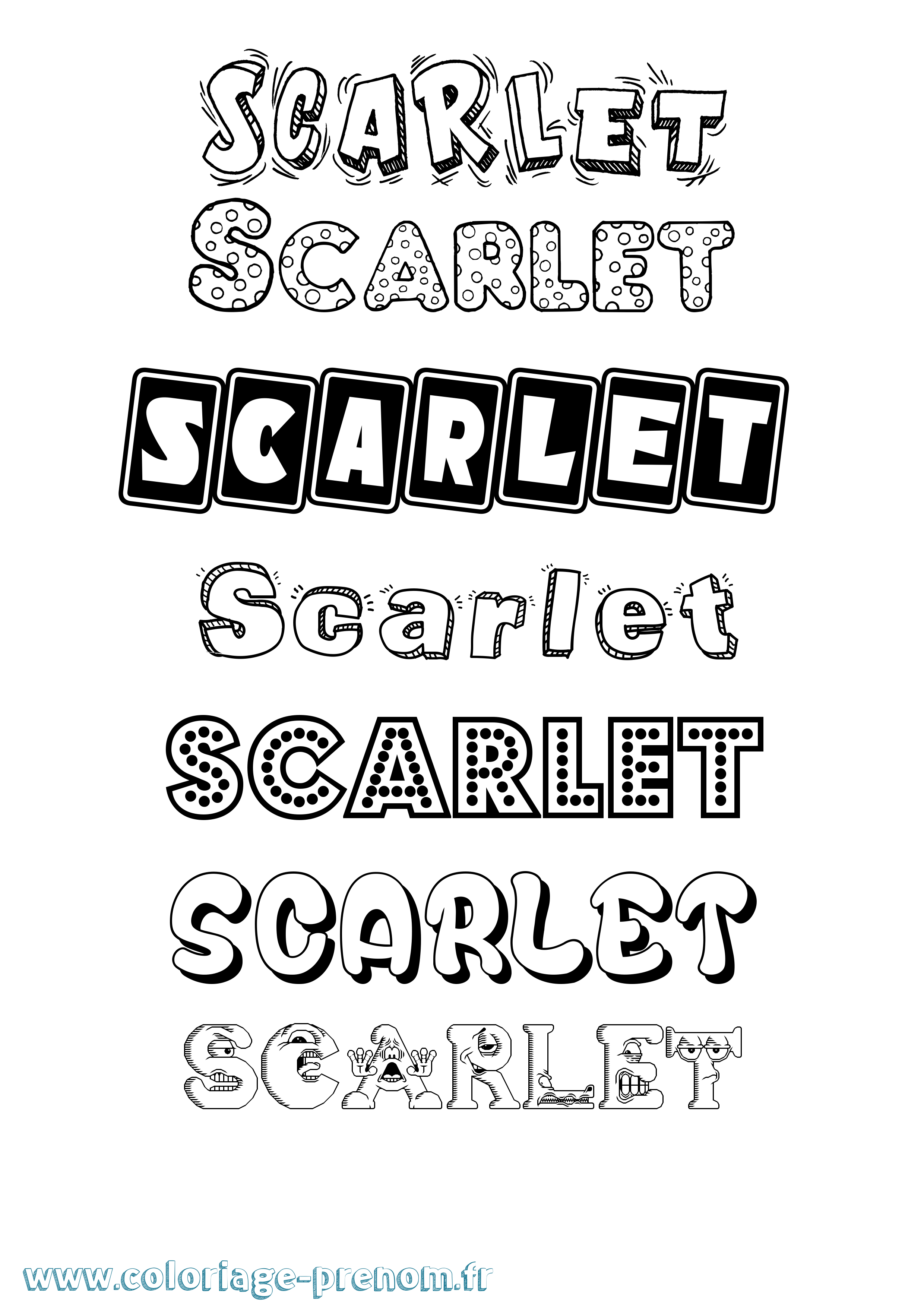 Coloriage prénom Scarlet Fun