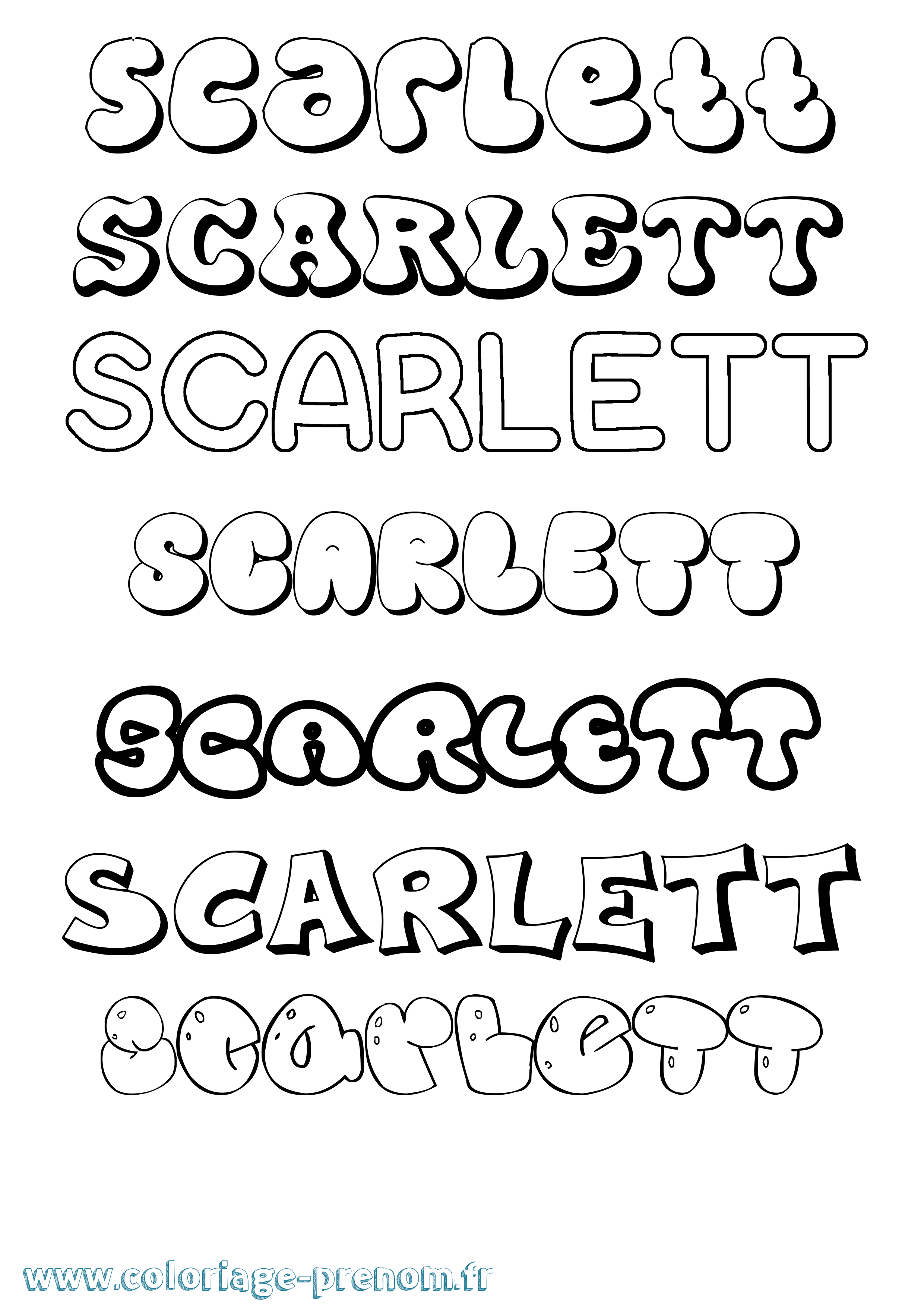 Coloriage prénom Scarlett Bubble