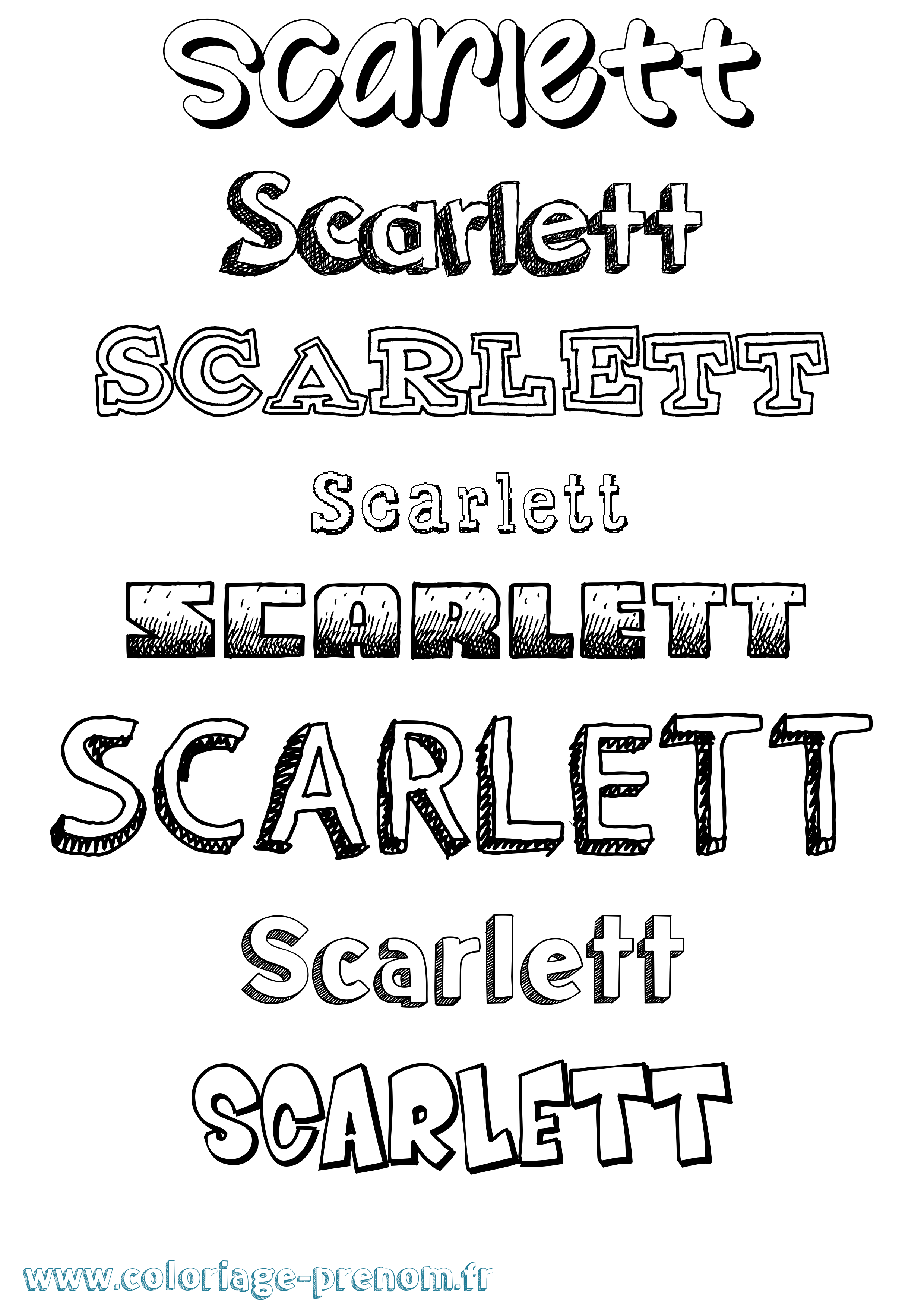 Coloriage prénom Scarlett Dessiné