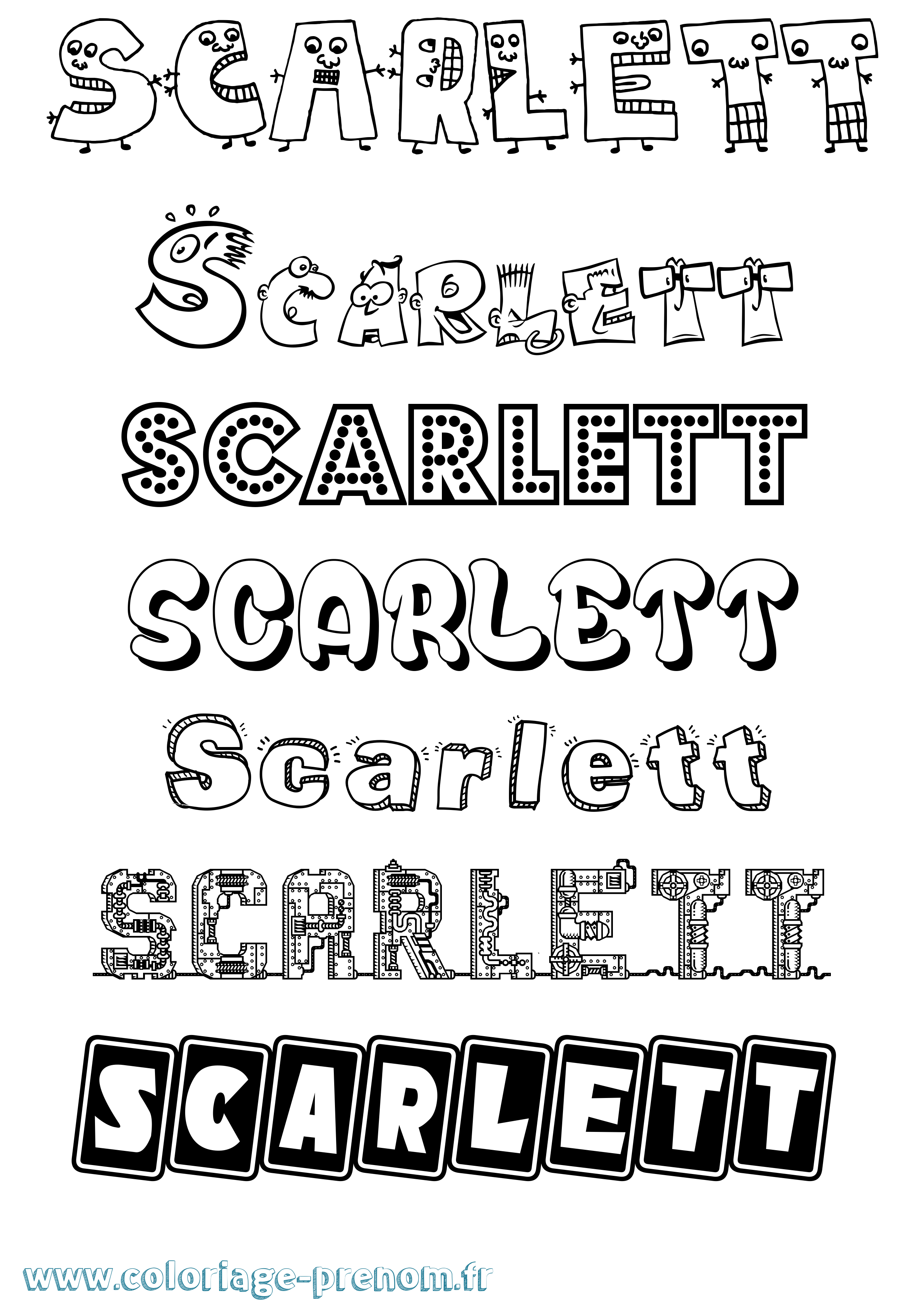 Coloriage prénom Scarlett Fun