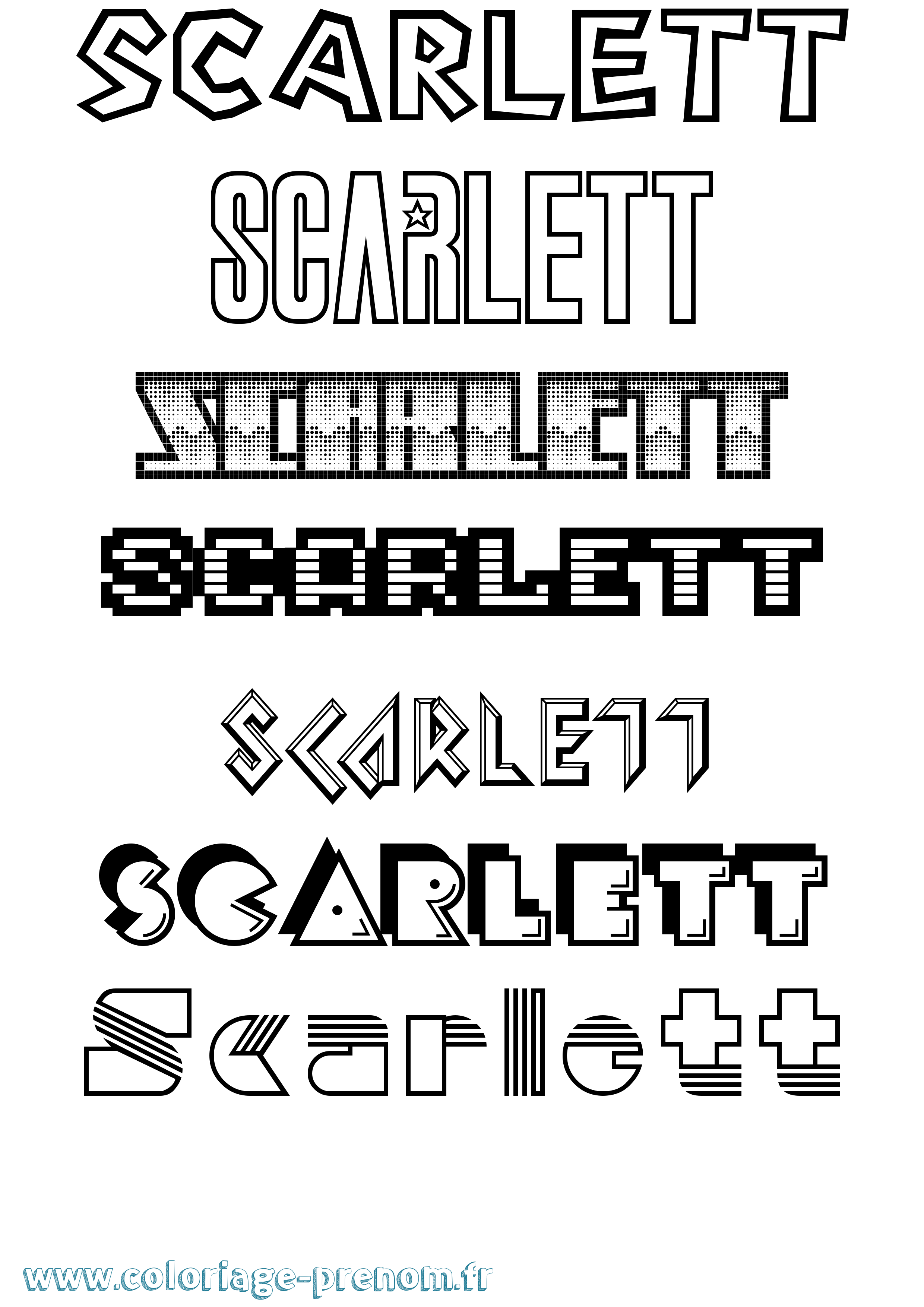 Coloriage prénom Scarlett Jeux Vidéos