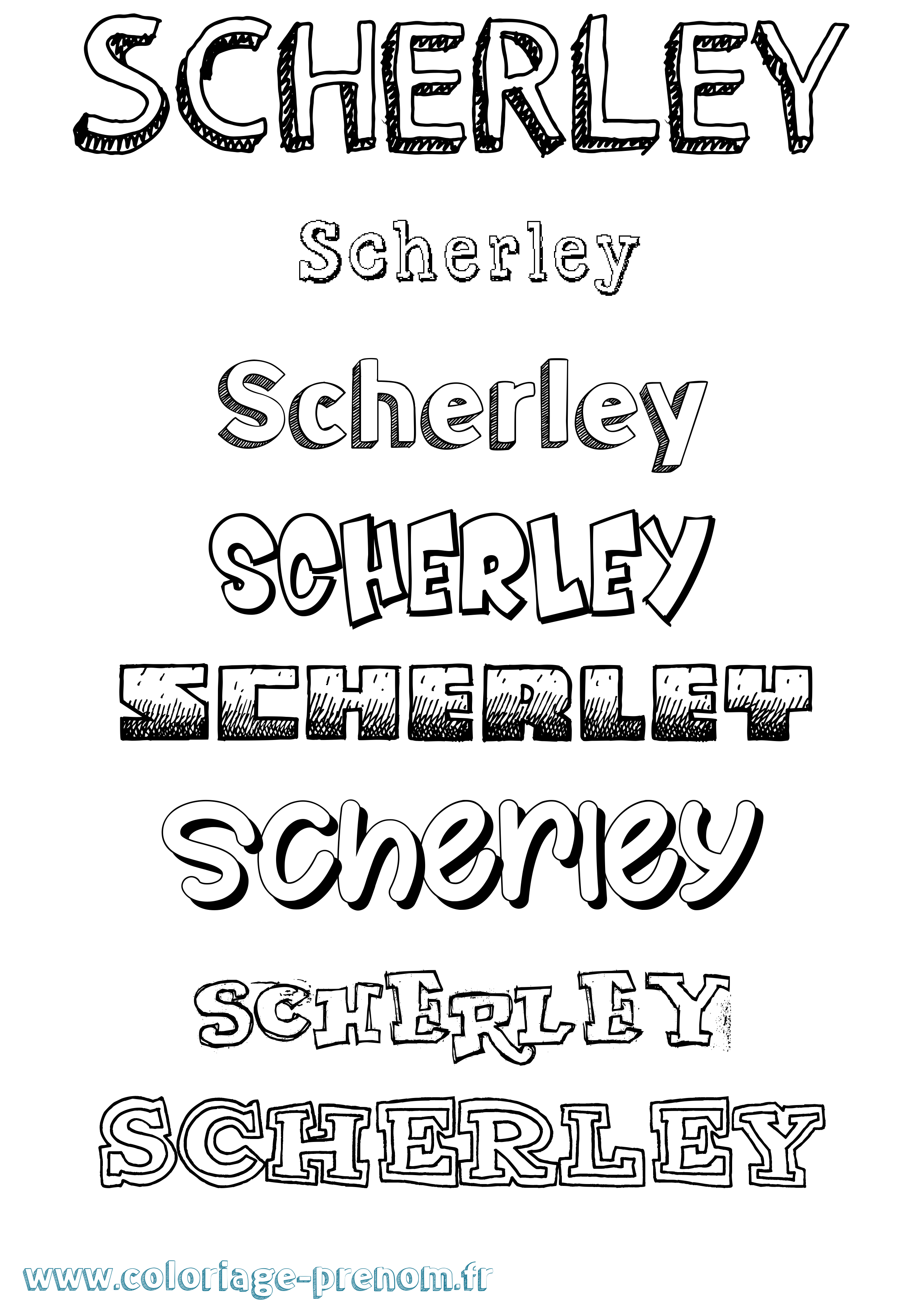 Coloriage prénom Scherley Dessiné