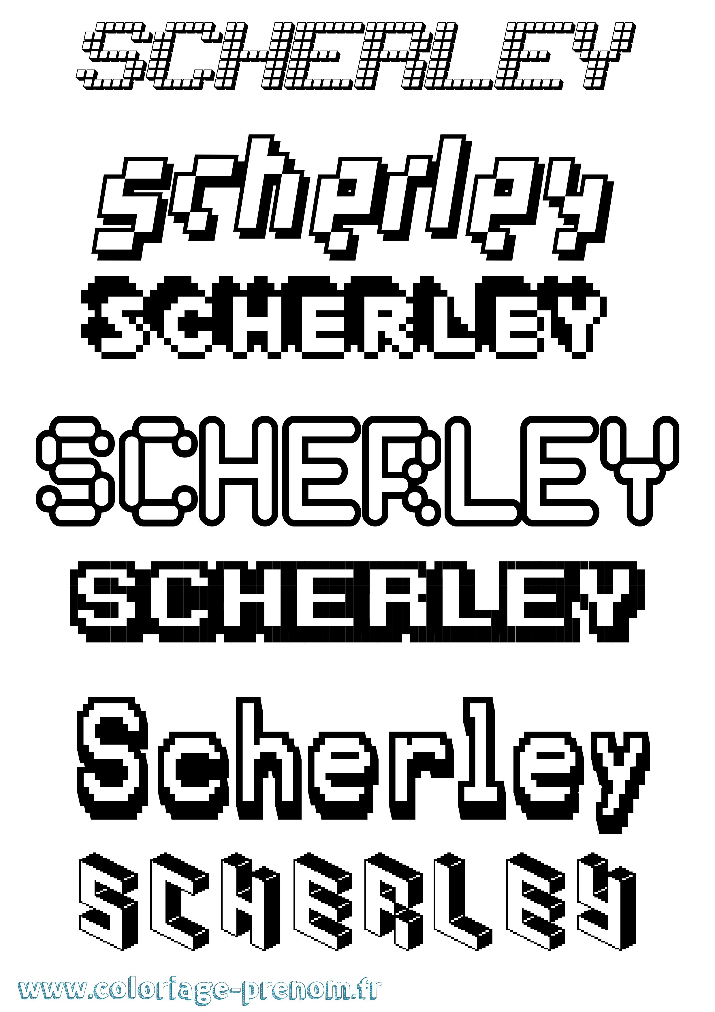 Coloriage prénom Scherley Pixel