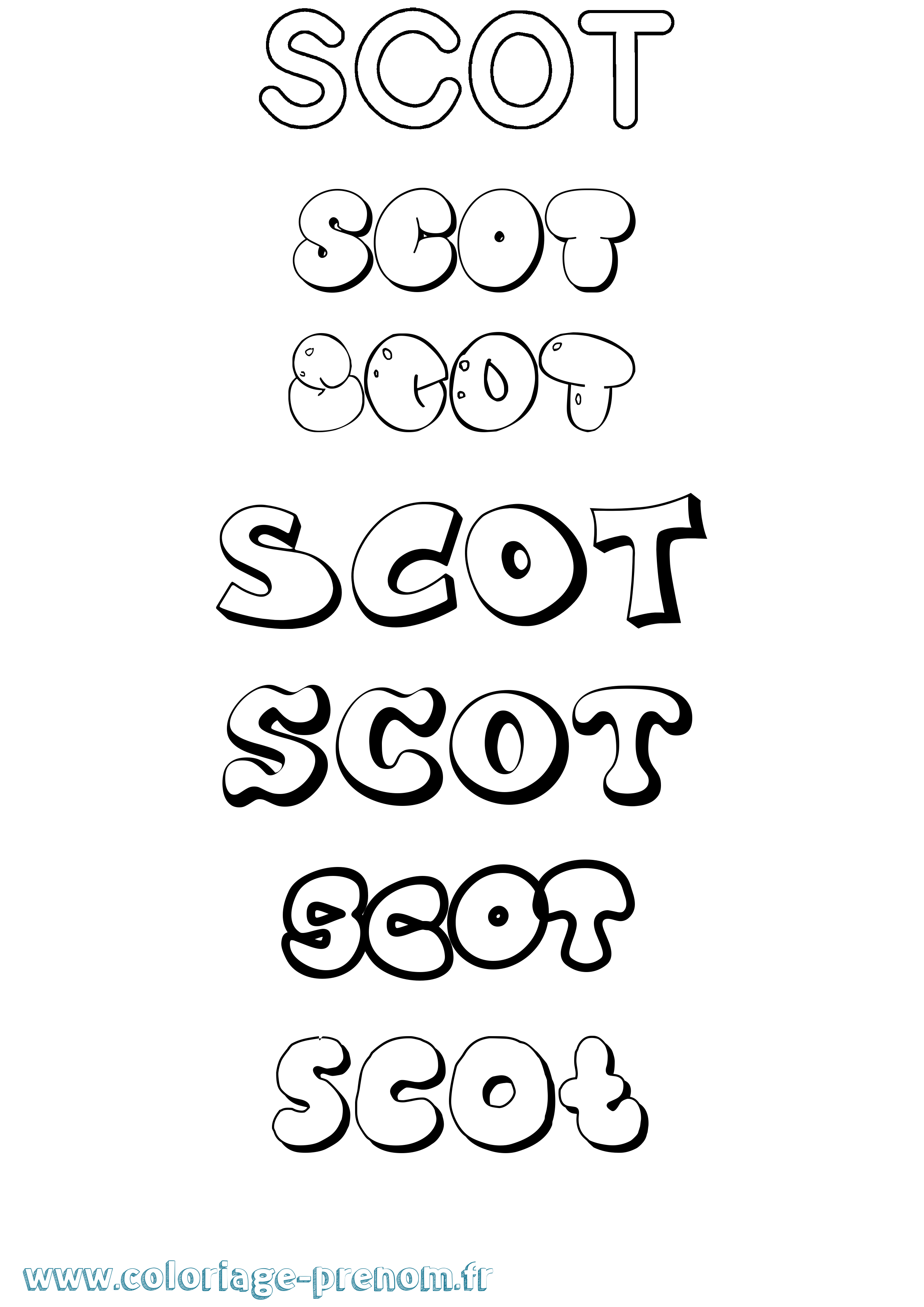 Coloriage Scot Bubble Coloriage prénom Scot Bubble