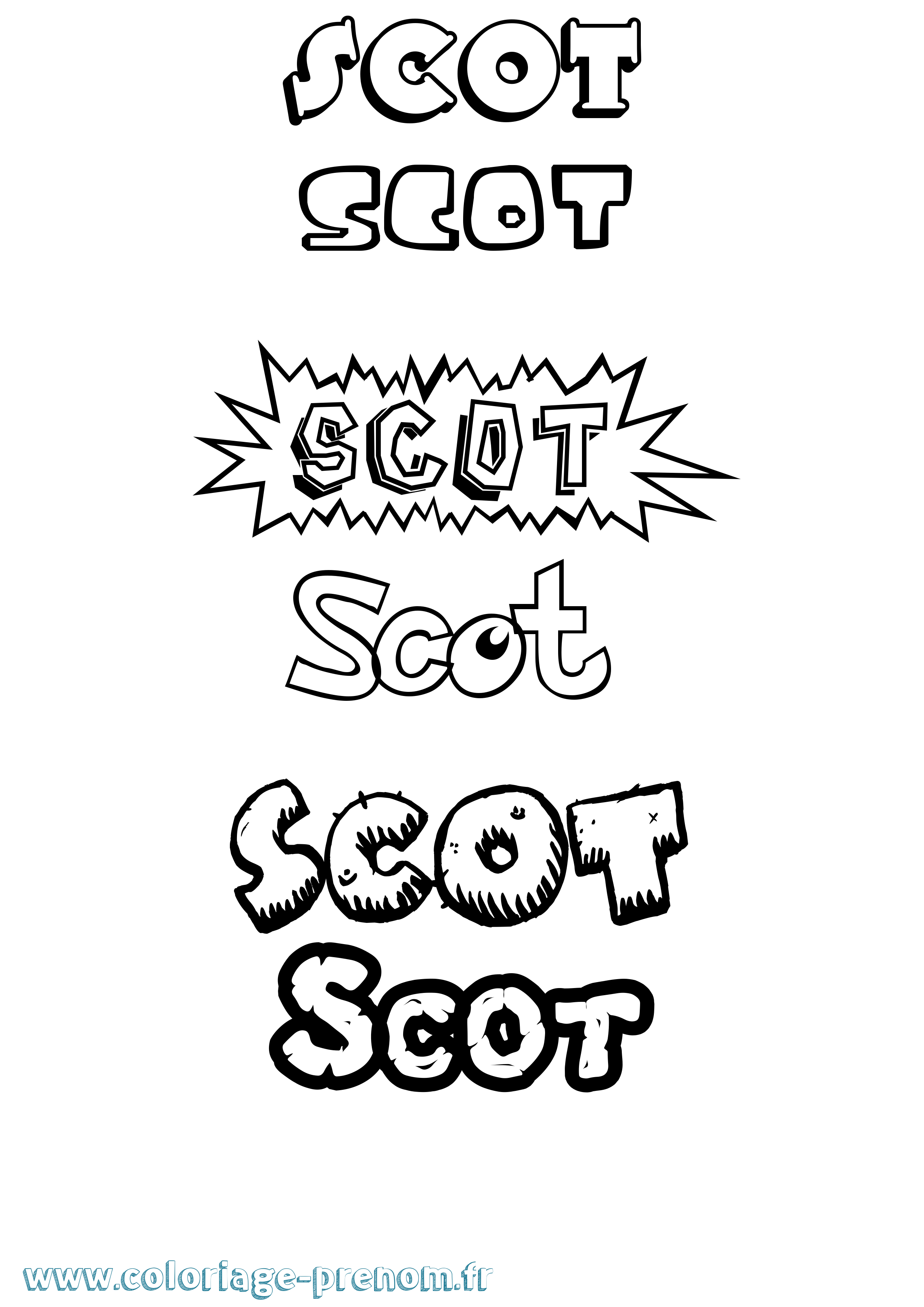 Coloriage Scot Dessin Animé Coloriage prénom Scot Dessin Animé