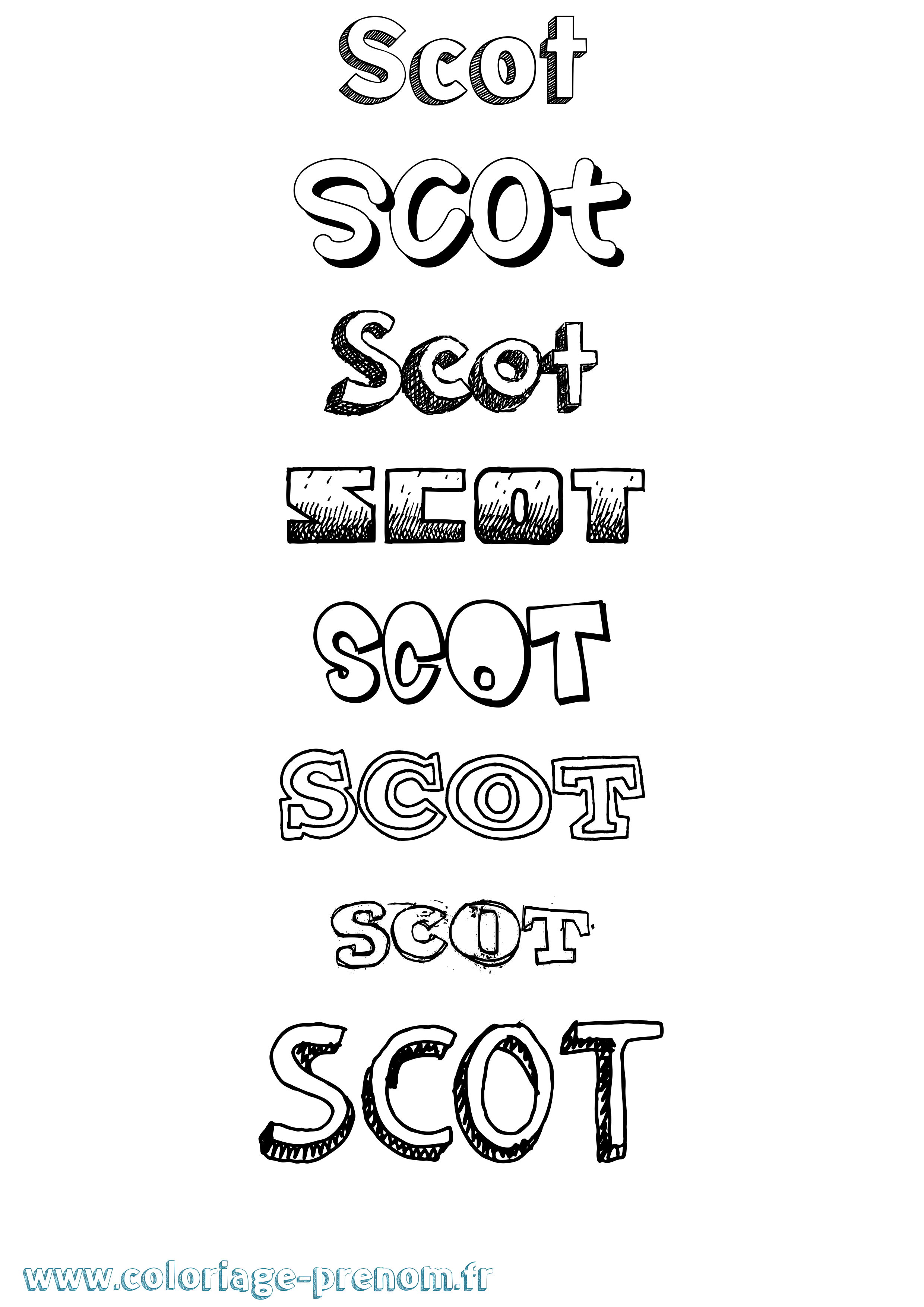 Coloriage Scot Dessiné Coloriage prénom Scot Dessiné