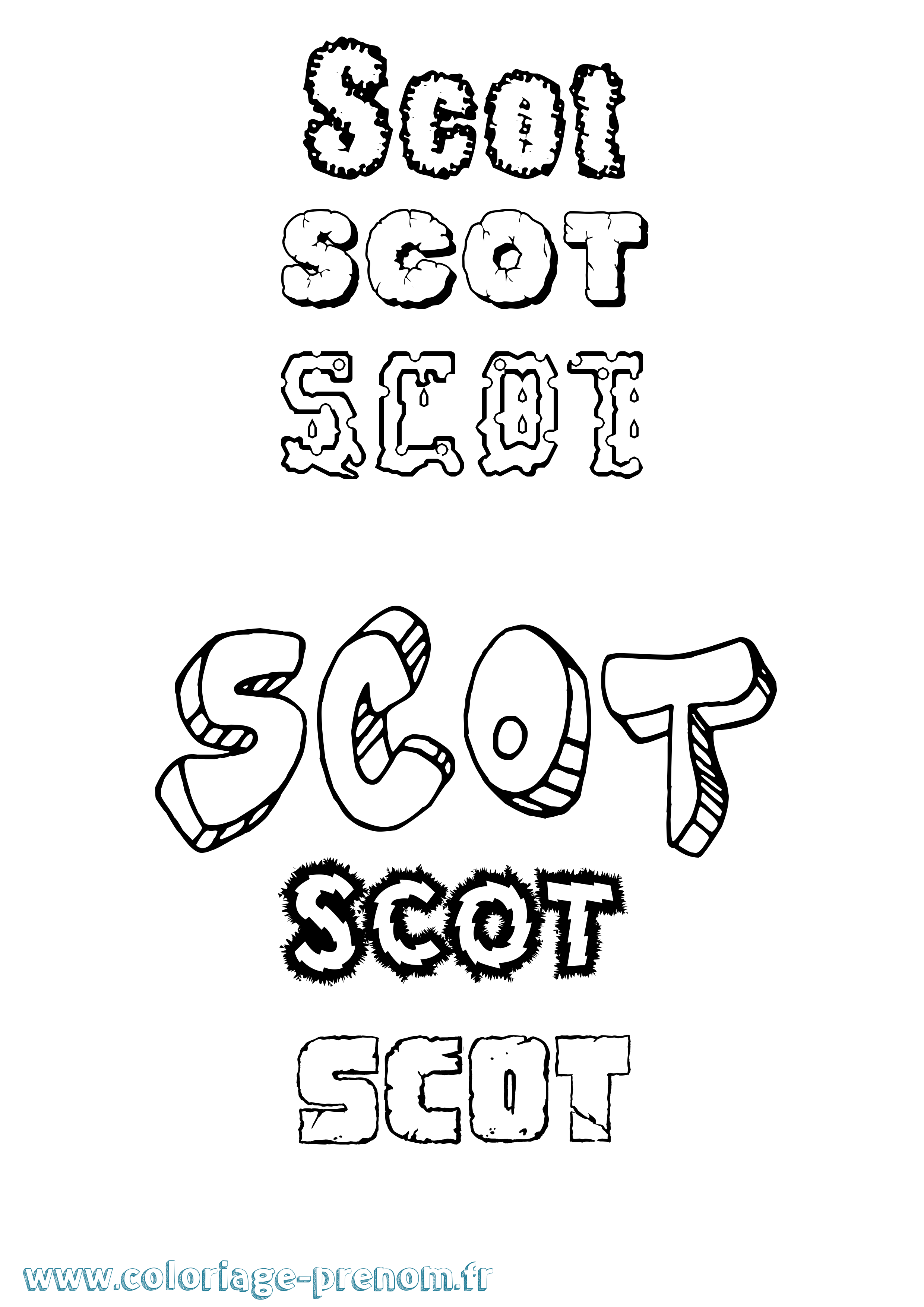 Coloriage prénom Scot Destructuré