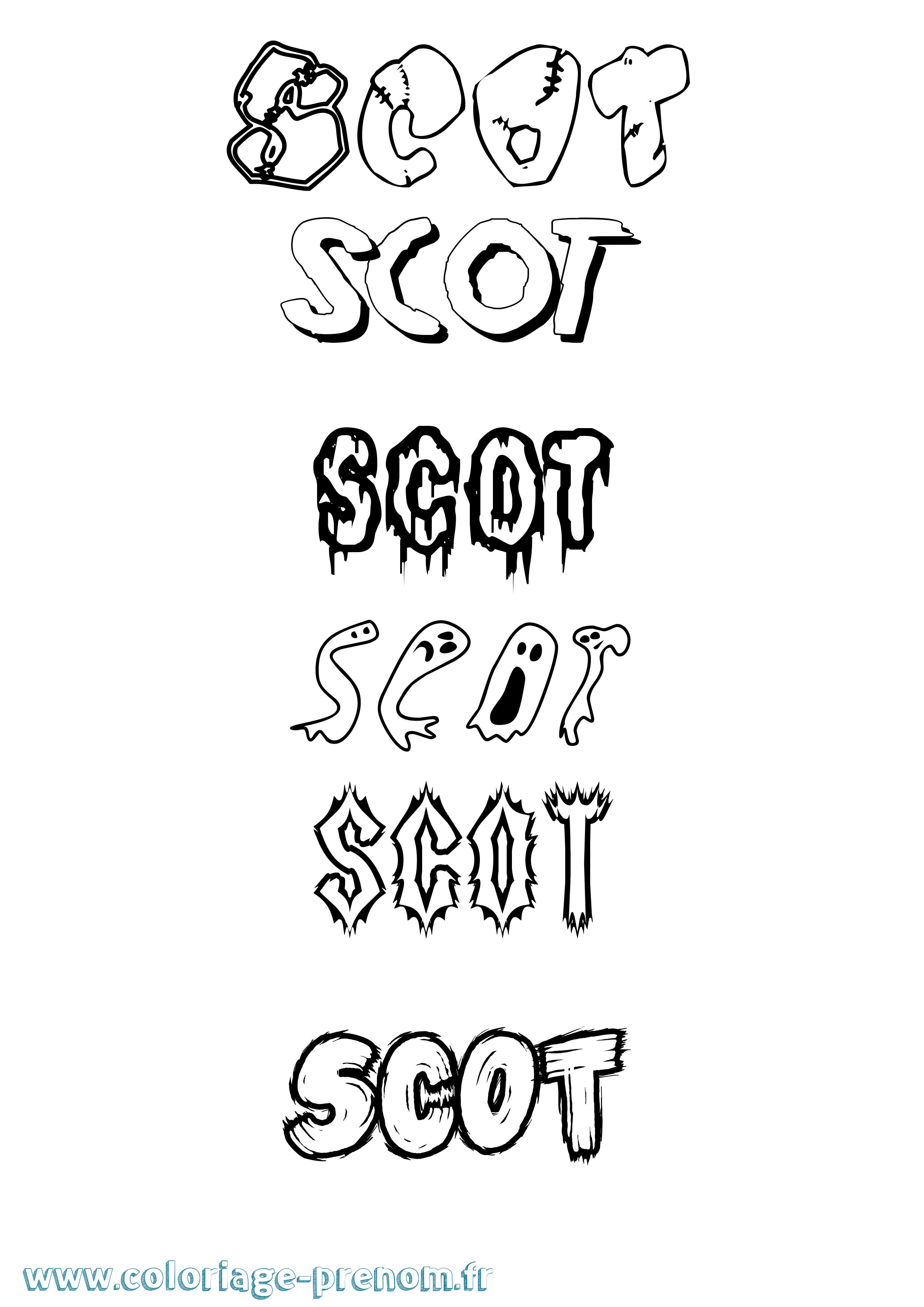 Coloriage Scot Frisson Coloriage prénom Scot Frisson