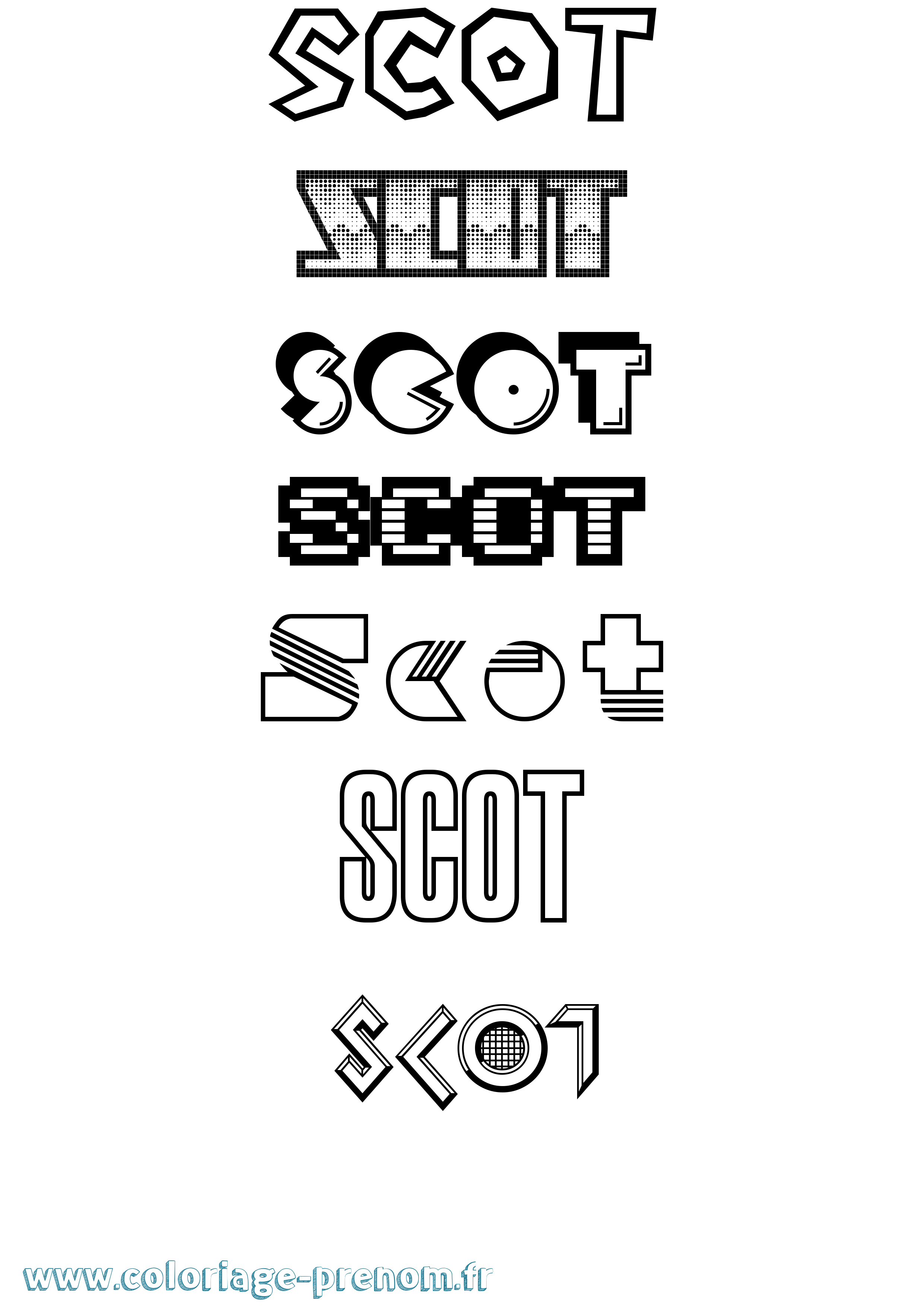 Coloriage Scot Jeux Vidéos Coloriage prénom Scot Jeux Vidéos