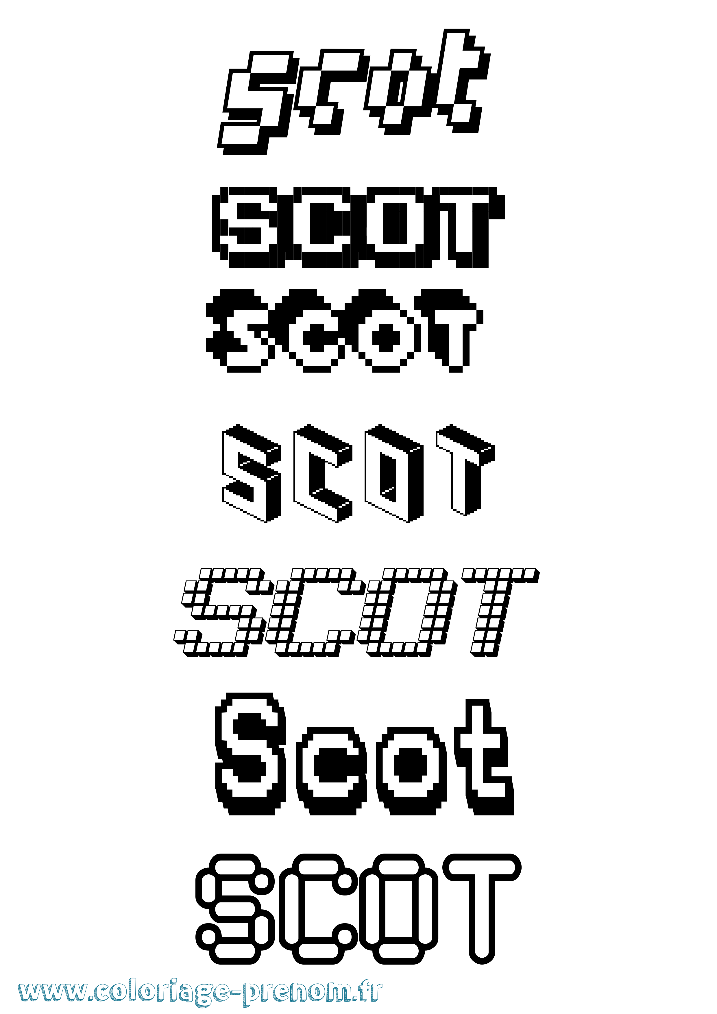 Coloriage prénom Scot Pixel
