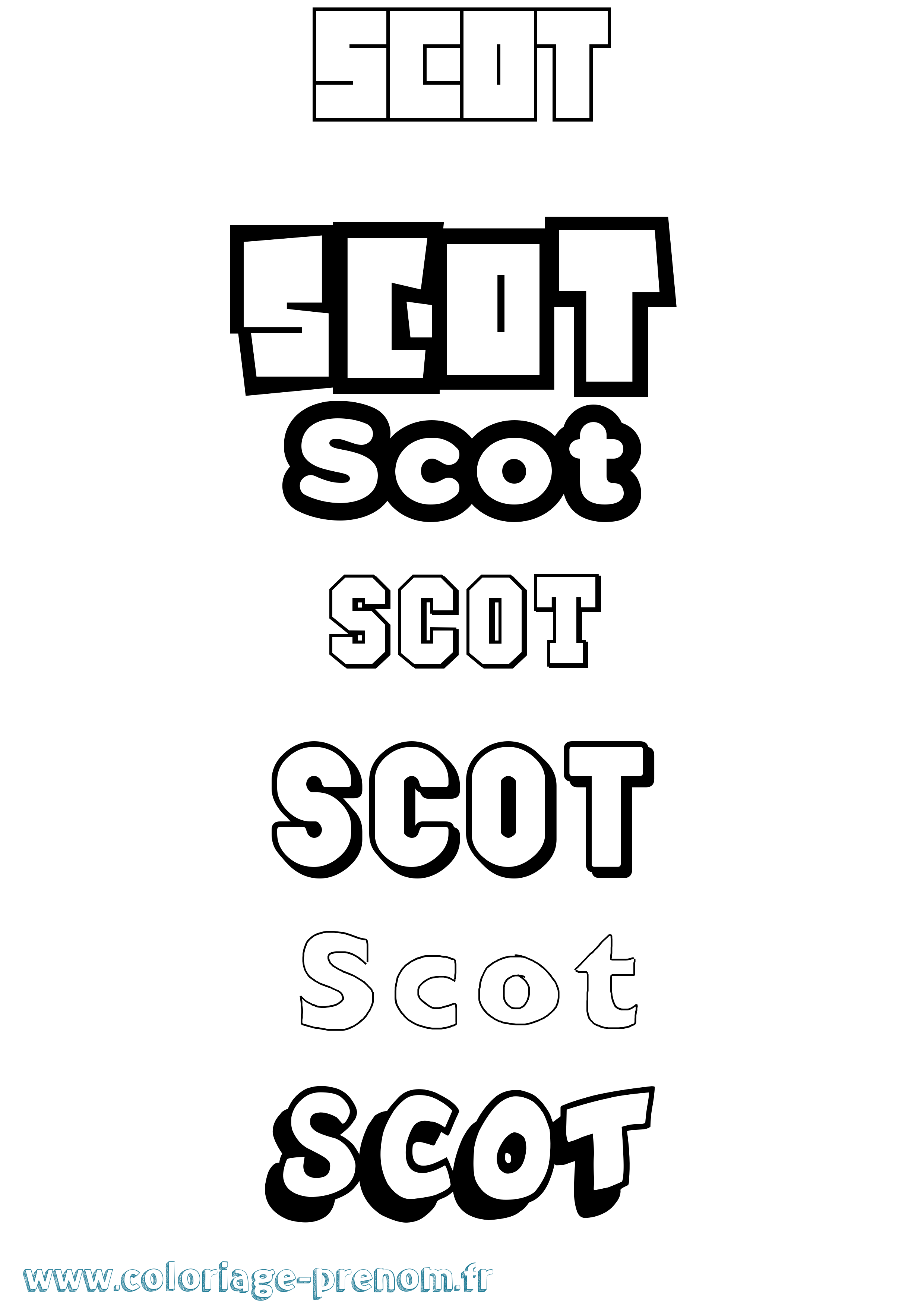 Coloriage Scot Simple Coloriage prénom Scot Simple