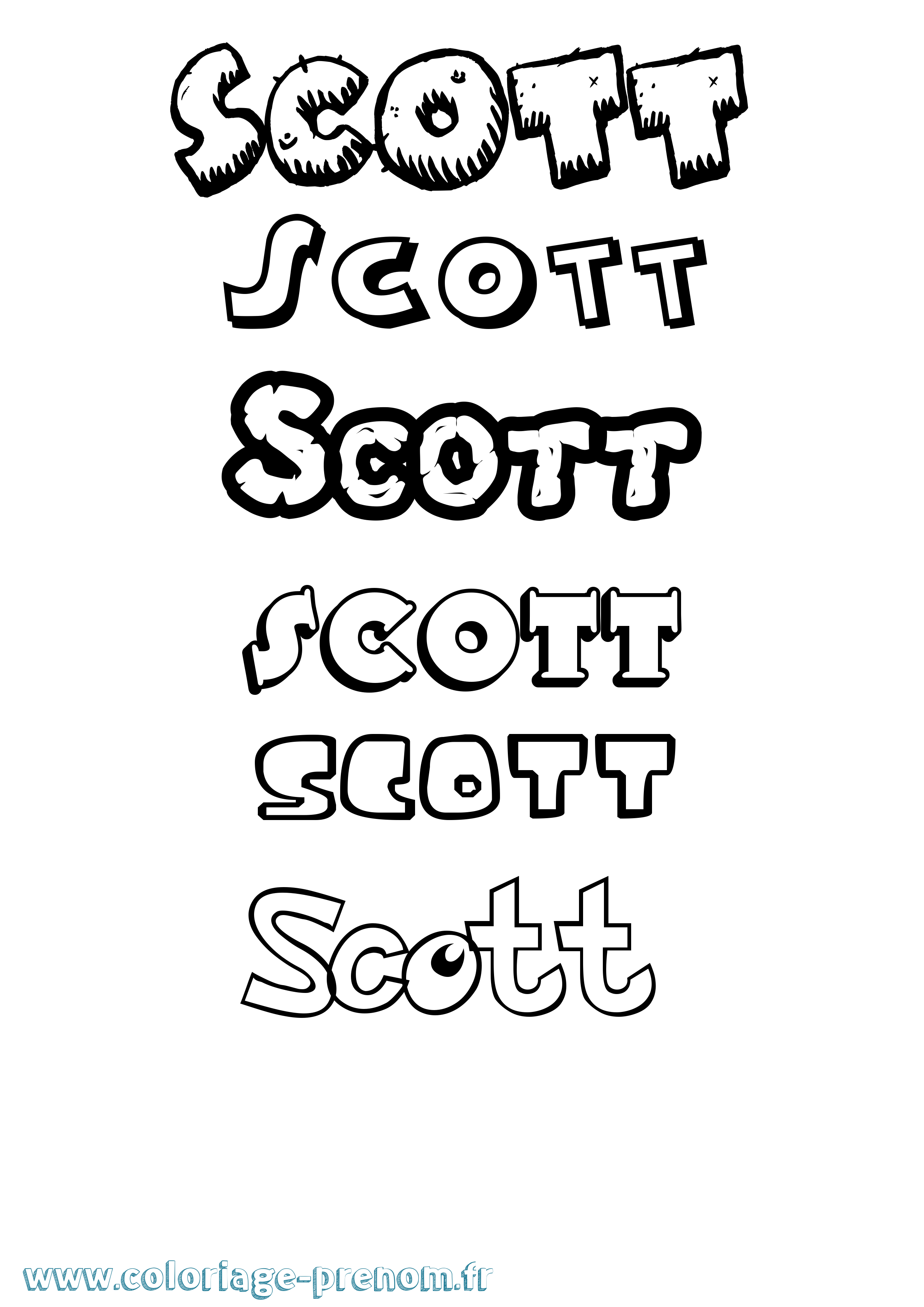Coloriage prénom Scott Dessin Animé