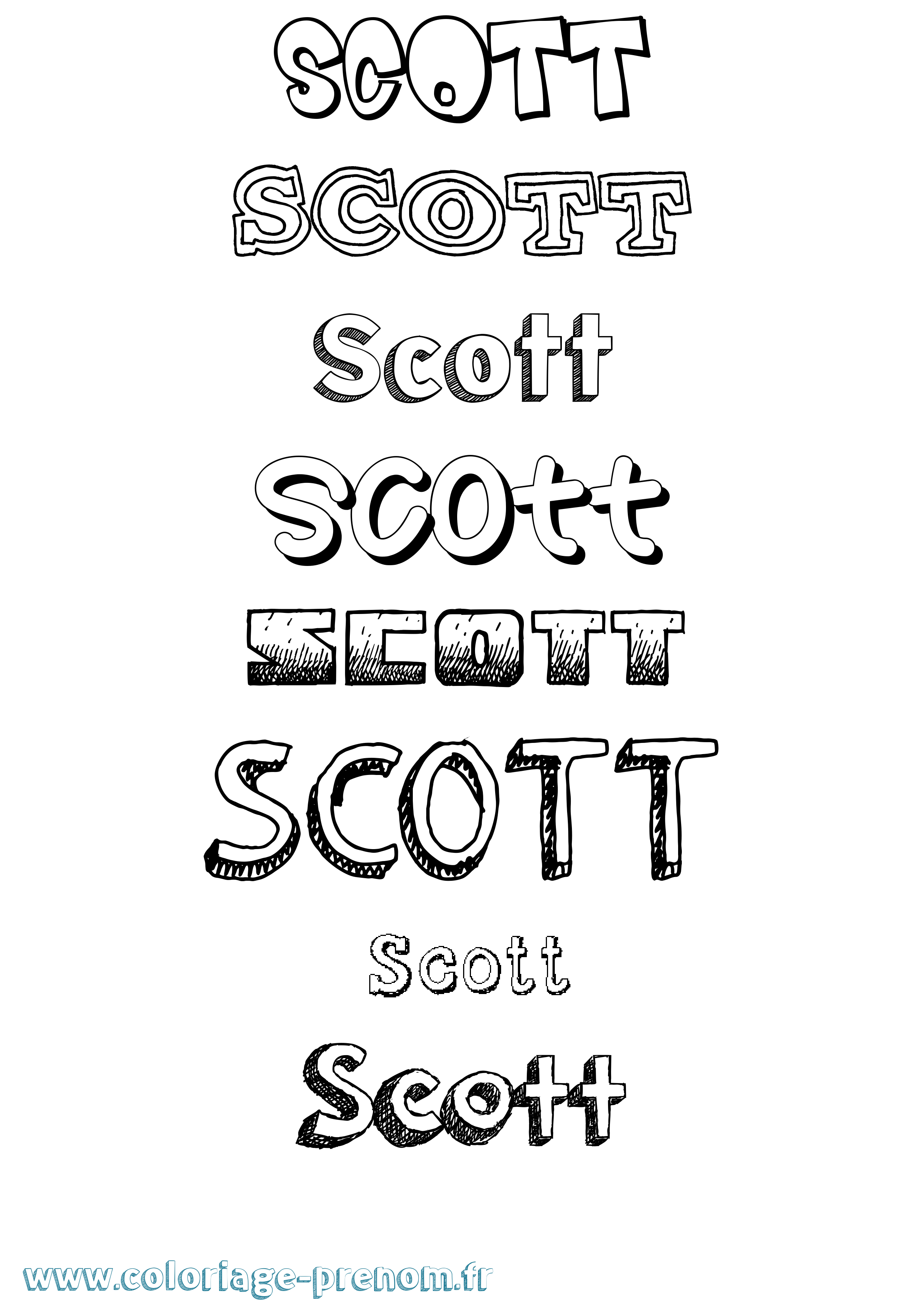 Coloriage prénom Scott Dessiné