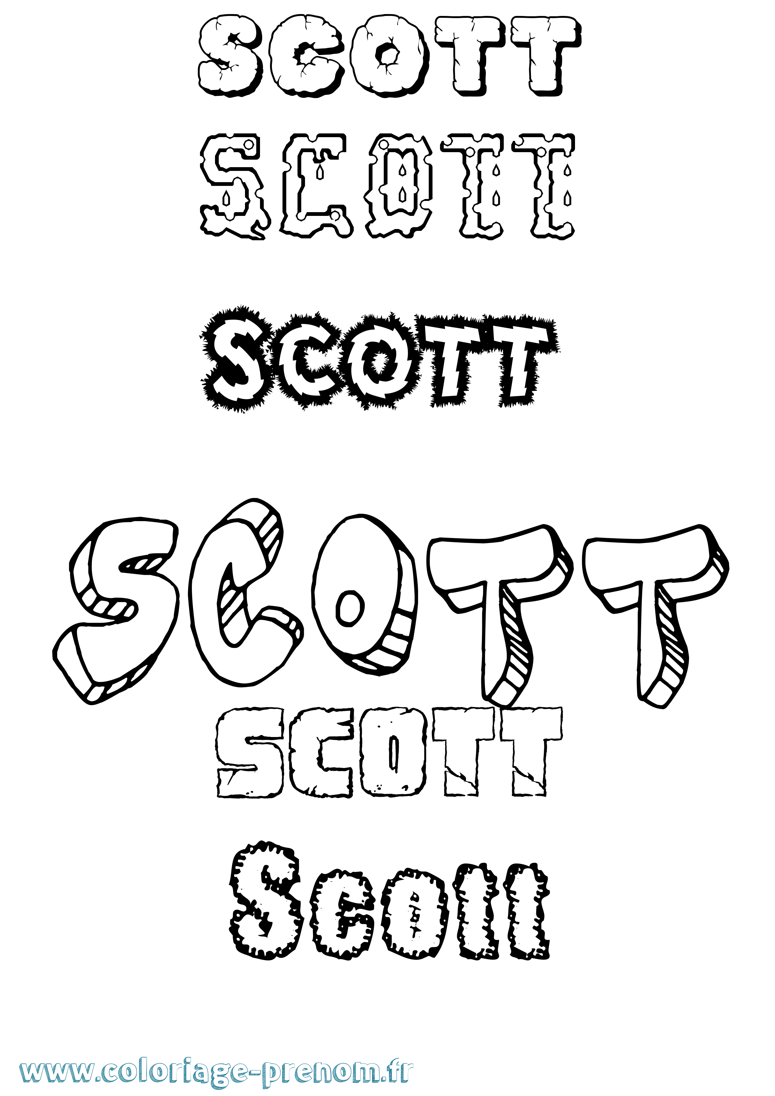Coloriage prénom Scott Destructuré