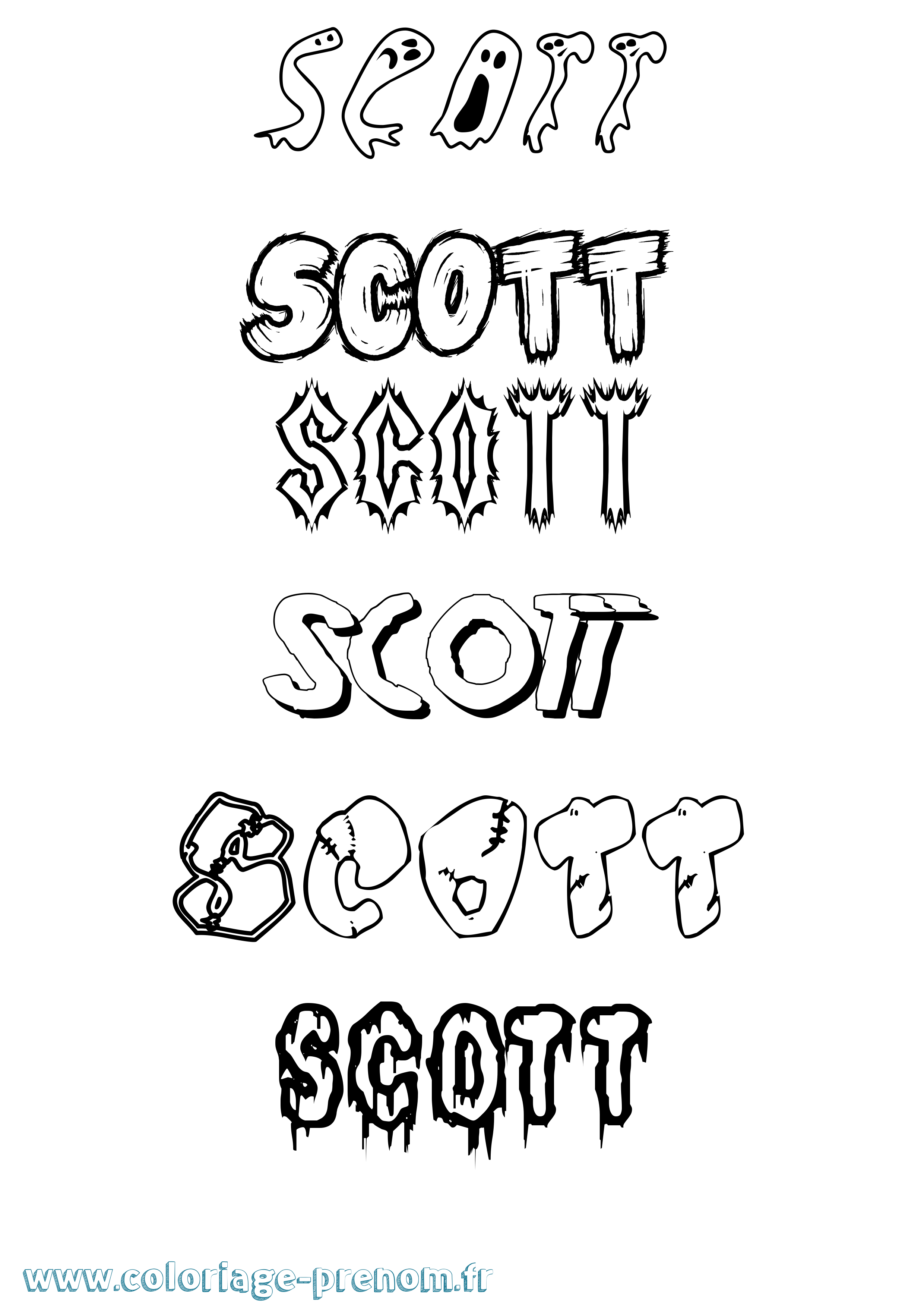 Coloriage prénom Scott Frisson