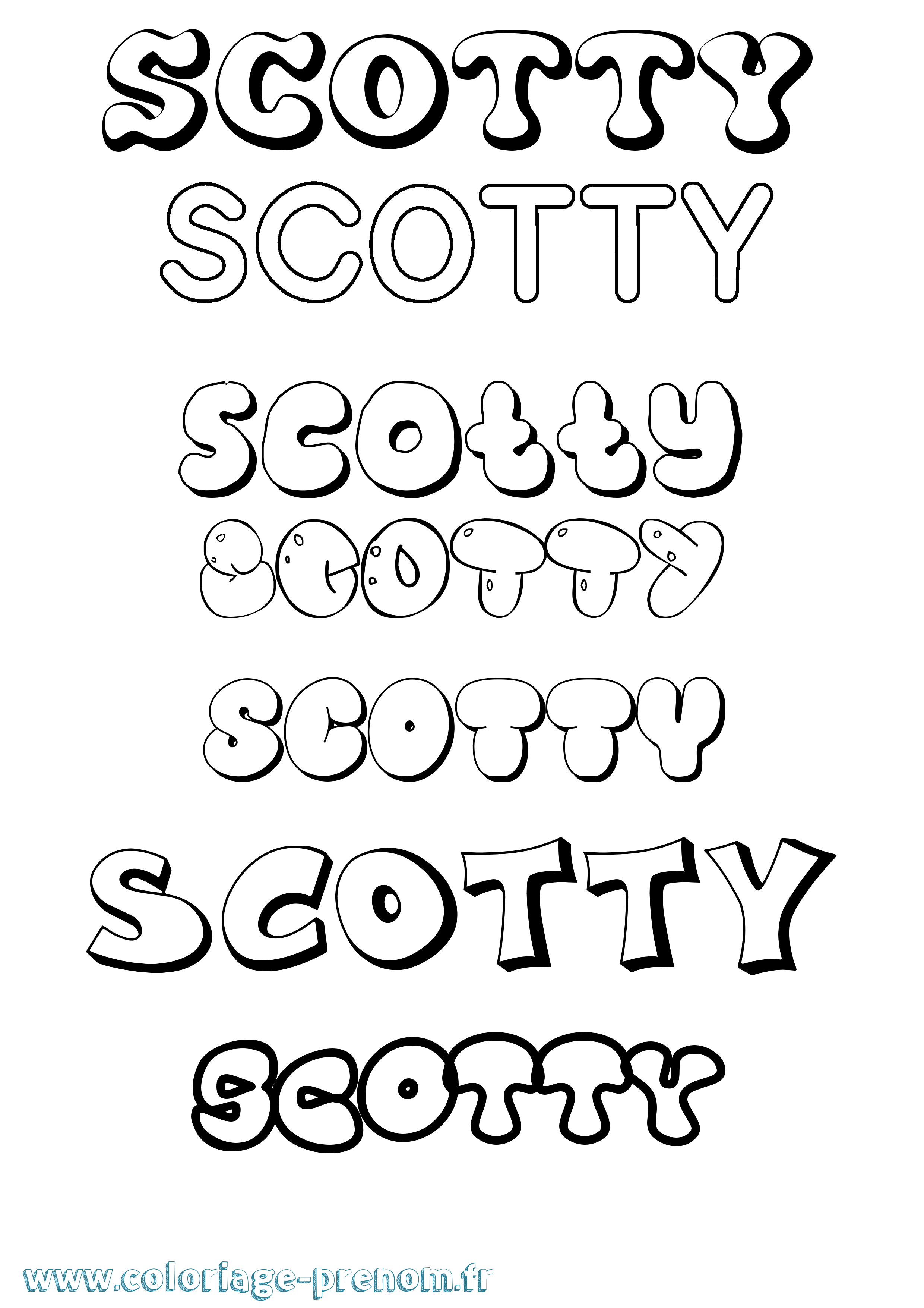 Coloriage Scotty Bubble Coloriage prénom Scotty Bubble