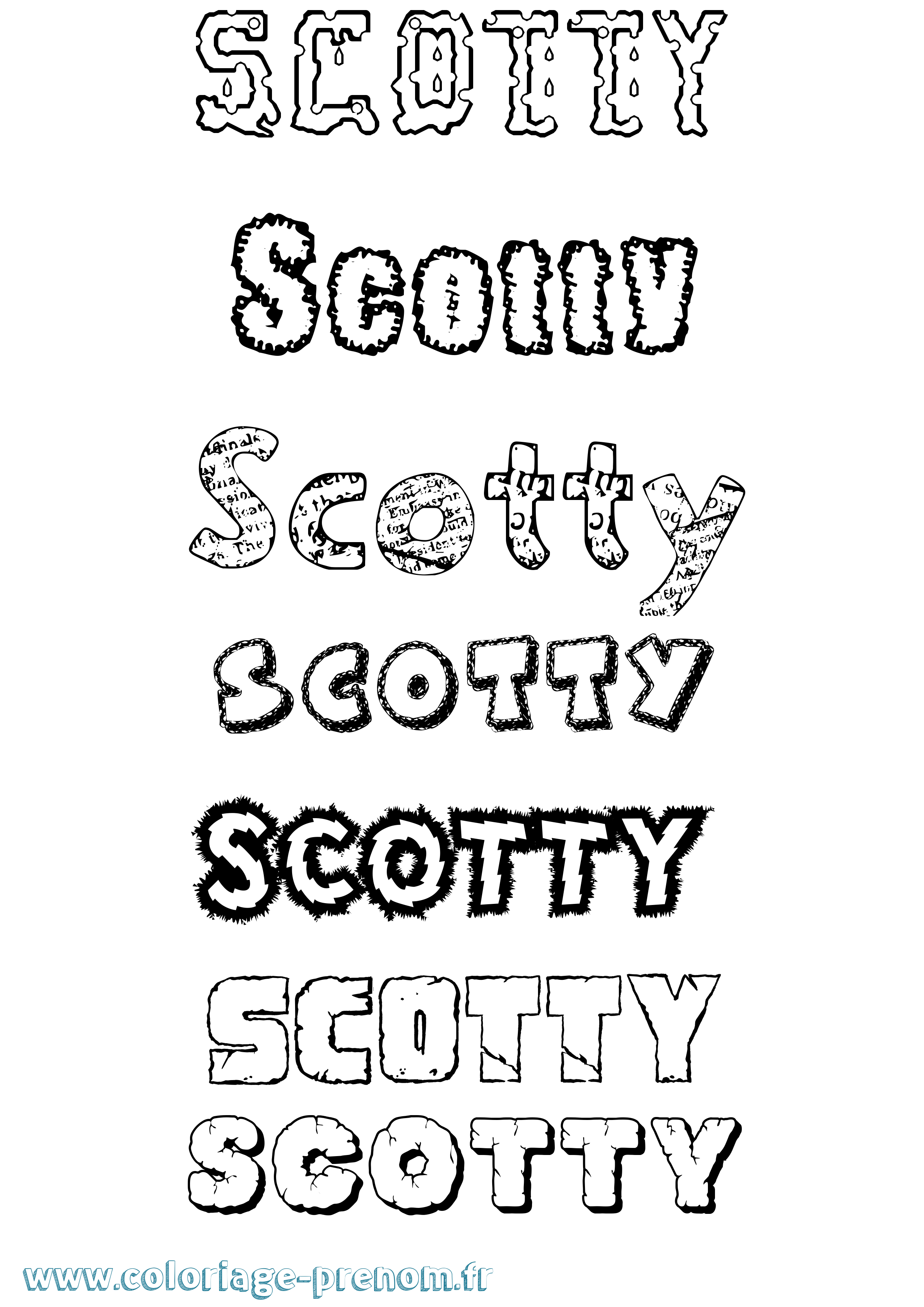 Coloriage Scotty Destructuré Coloriage prénom Scotty Destructuré