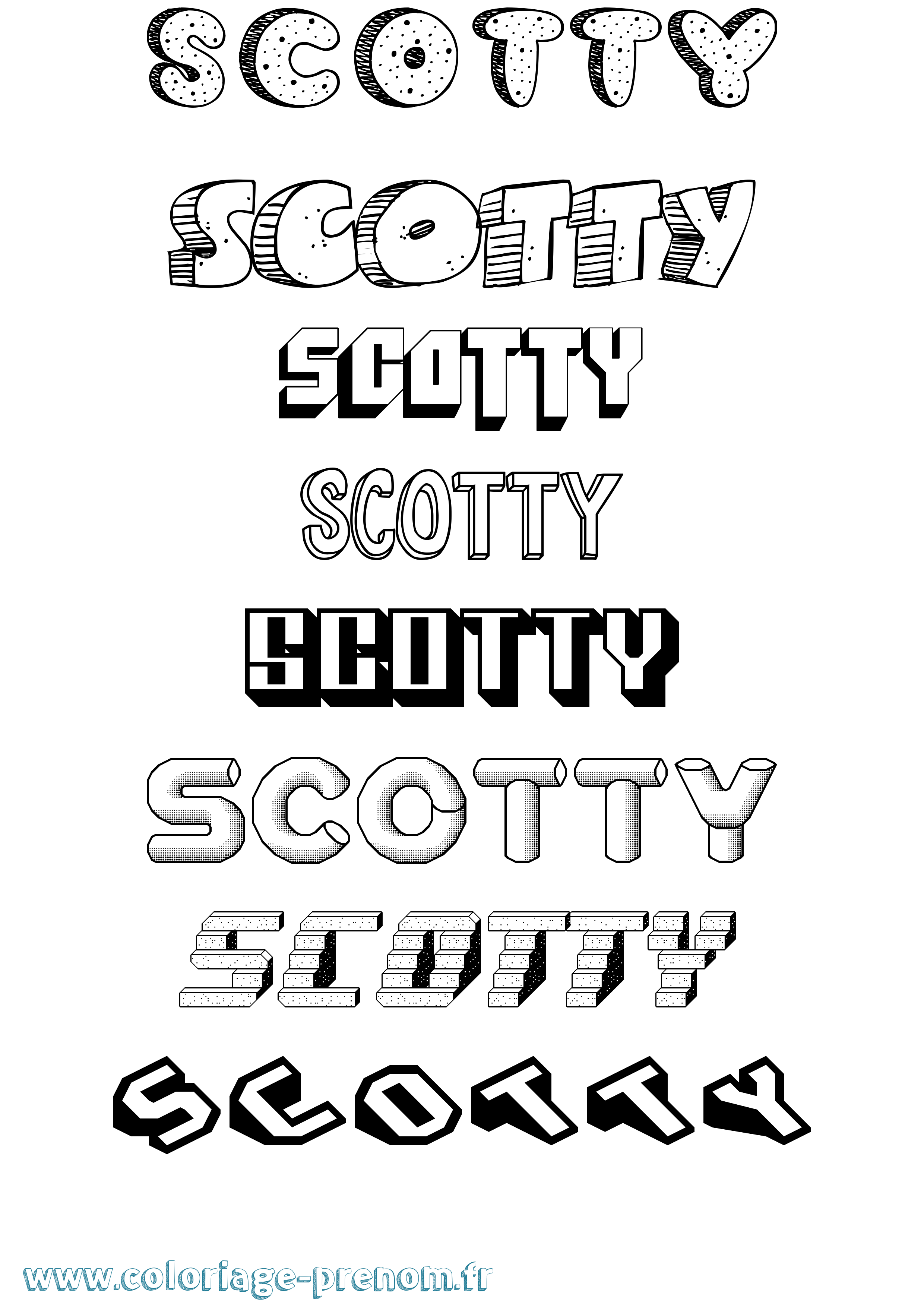 Coloriage Scotty Effet 3D Coloriage prénom Scotty Effet 3D