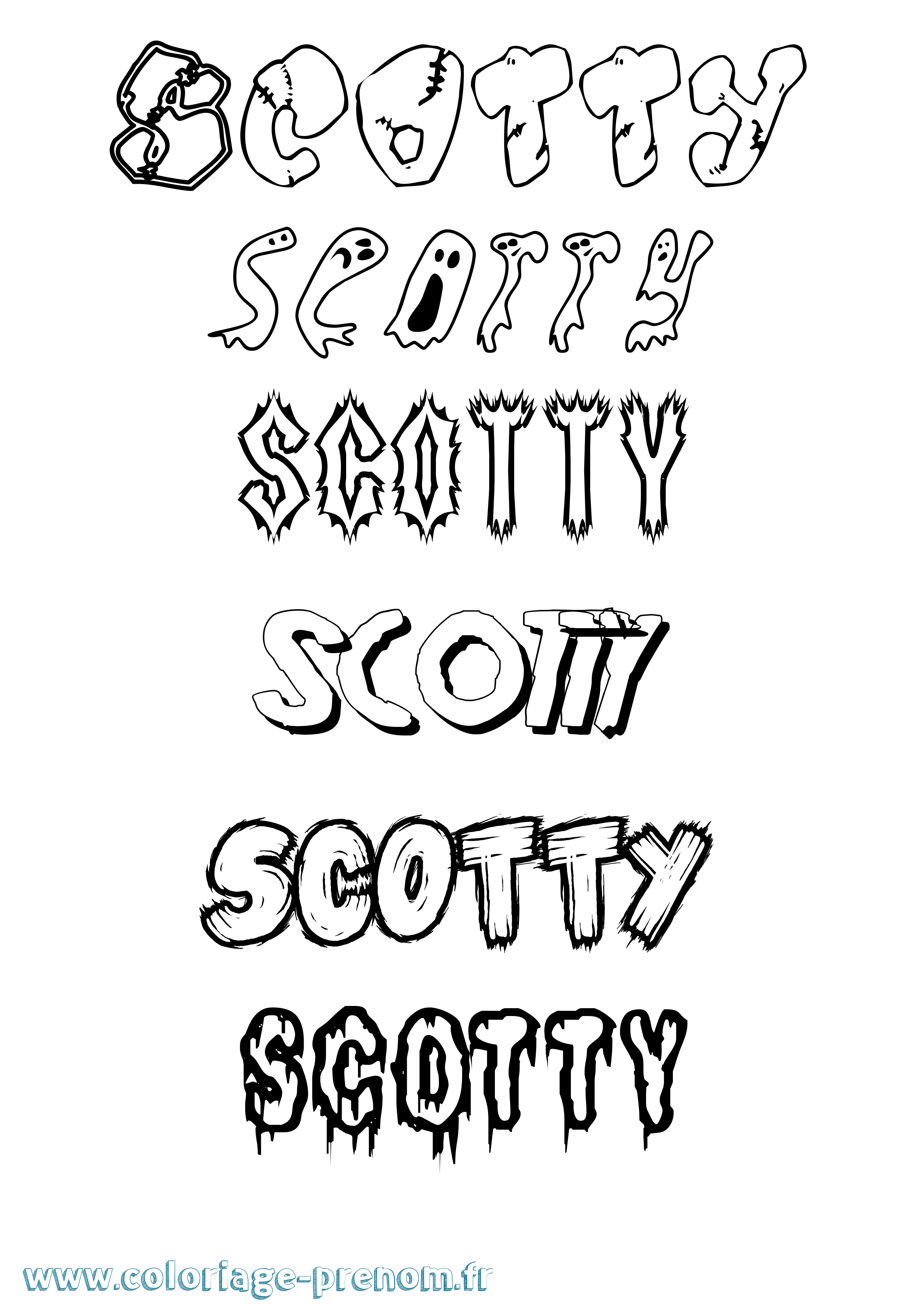 Coloriage Scotty Frisson Coloriage prénom Scotty Frisson