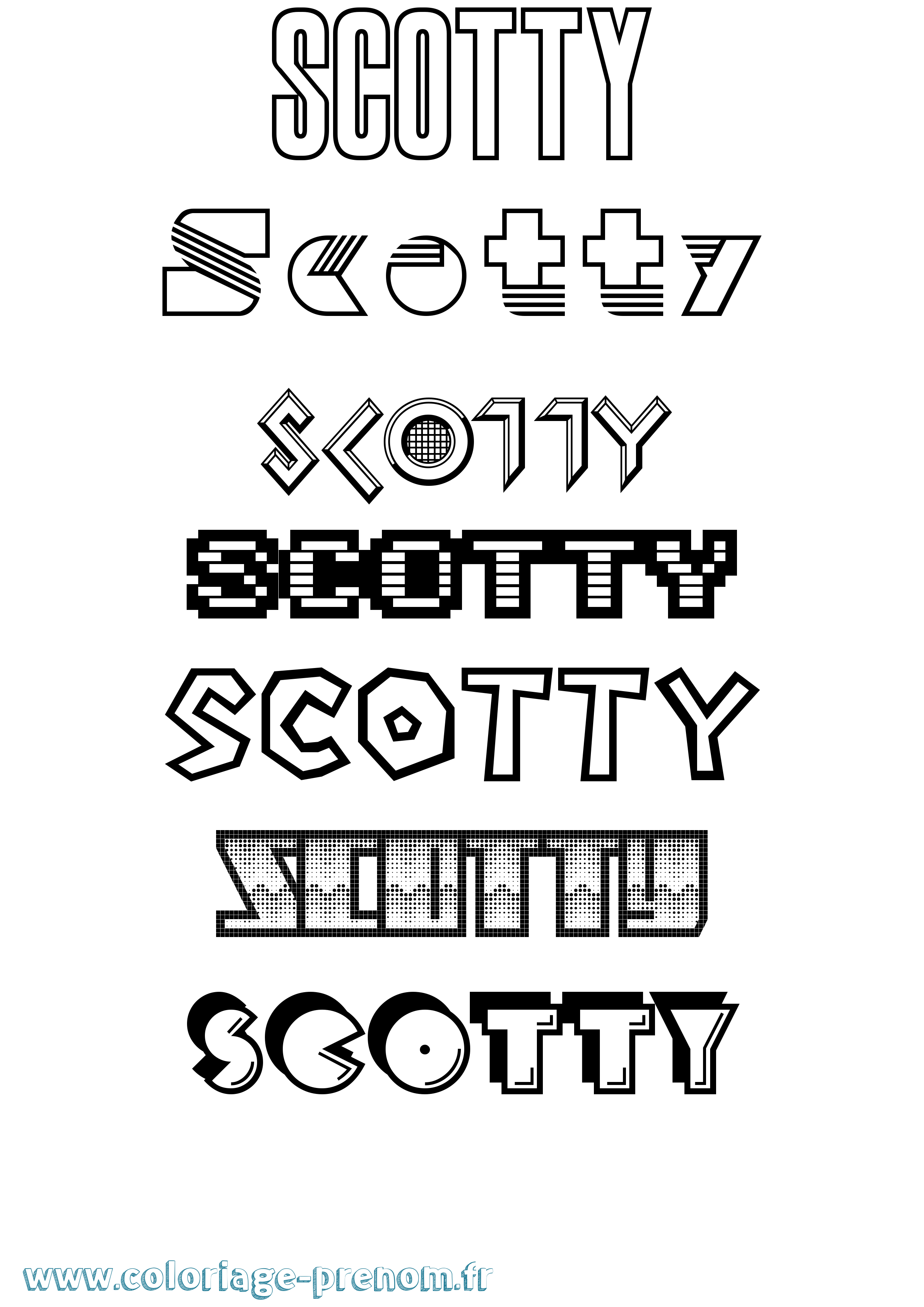 Coloriage Scotty Jeux Vidéos Coloriage prénom Scotty Jeux Vidéos