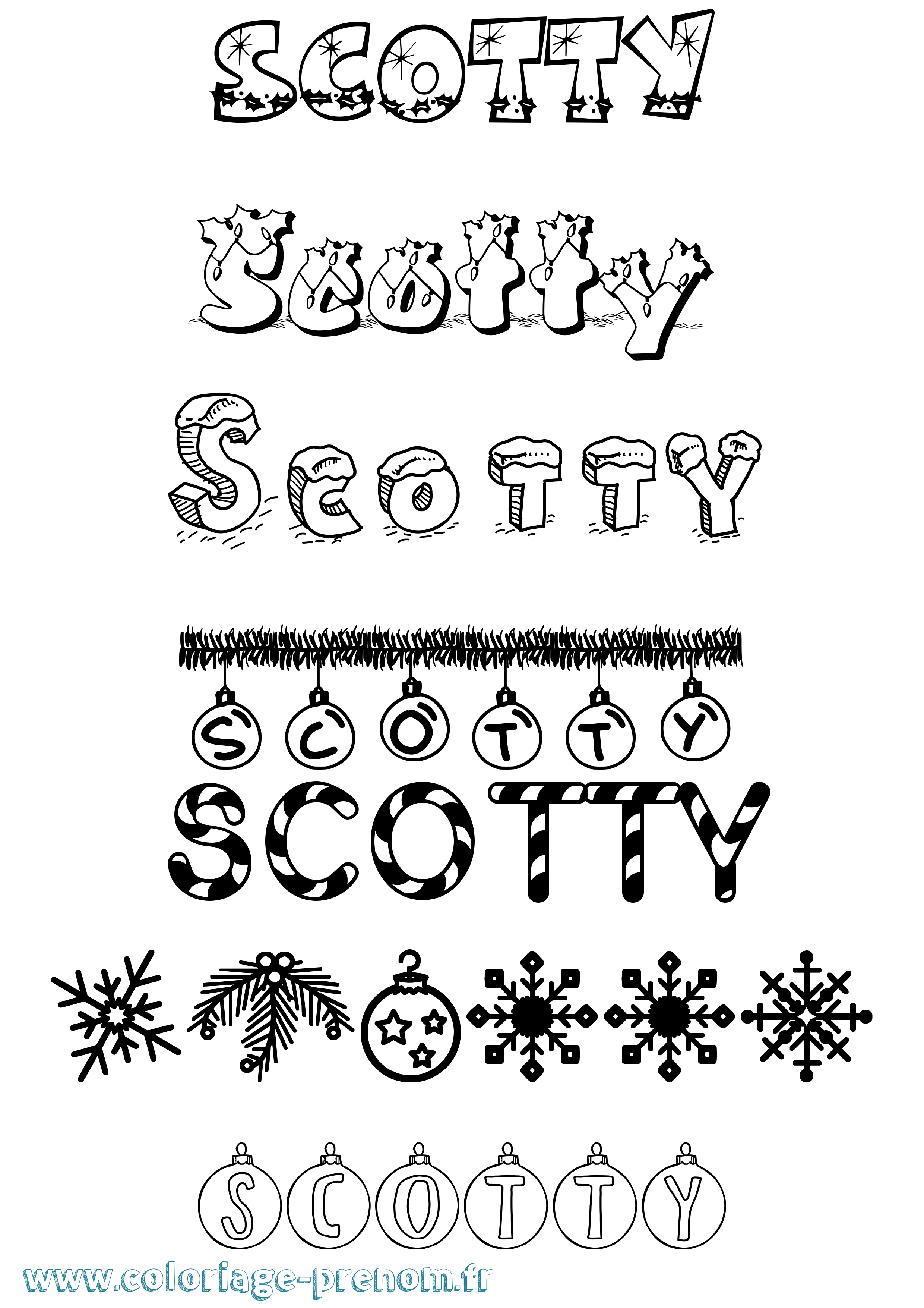 Coloriage Scotty Noël Coloriage prénom Scotty Noël