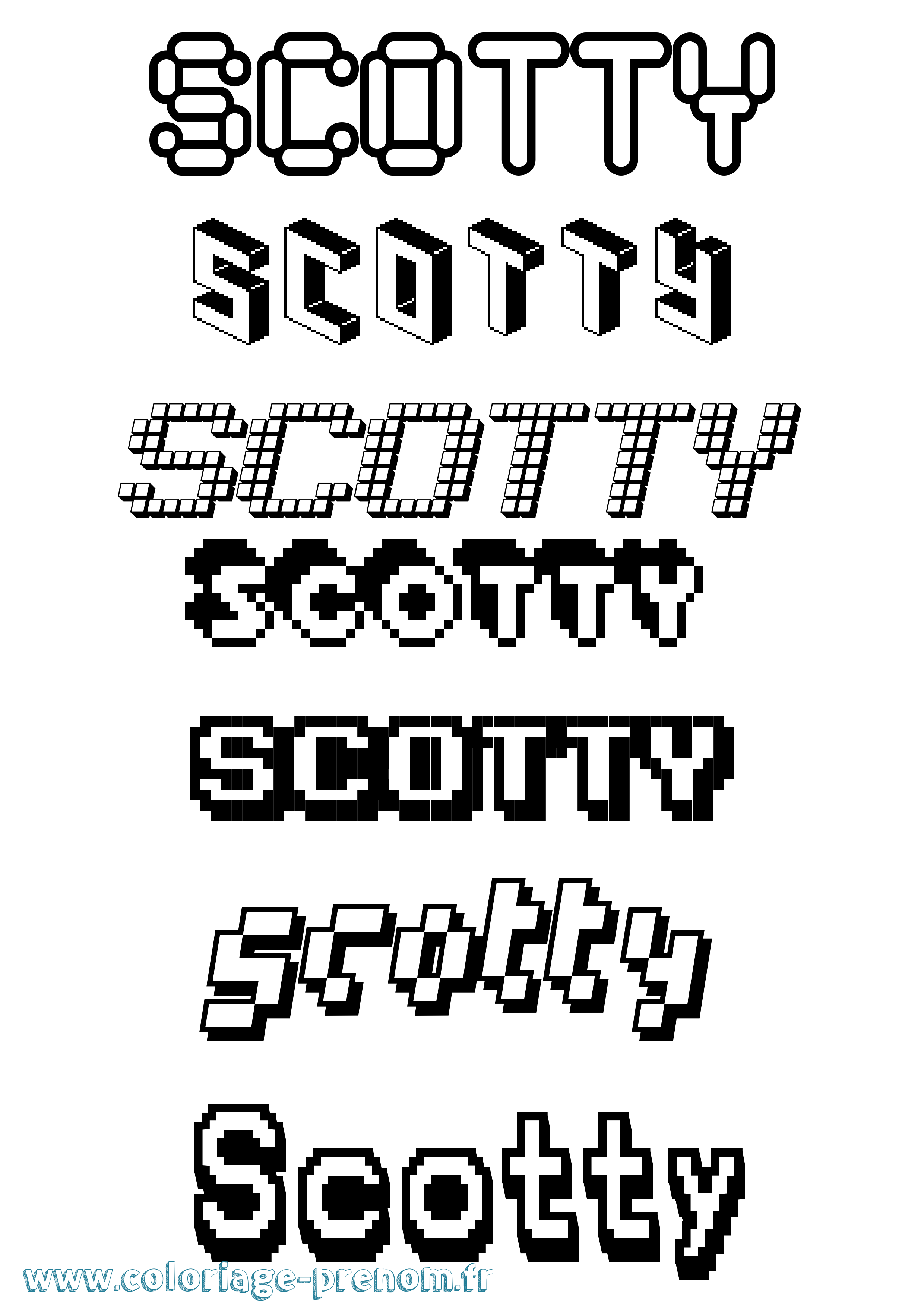Coloriage Scotty Pixel Coloriage prénom Scotty Pixel
