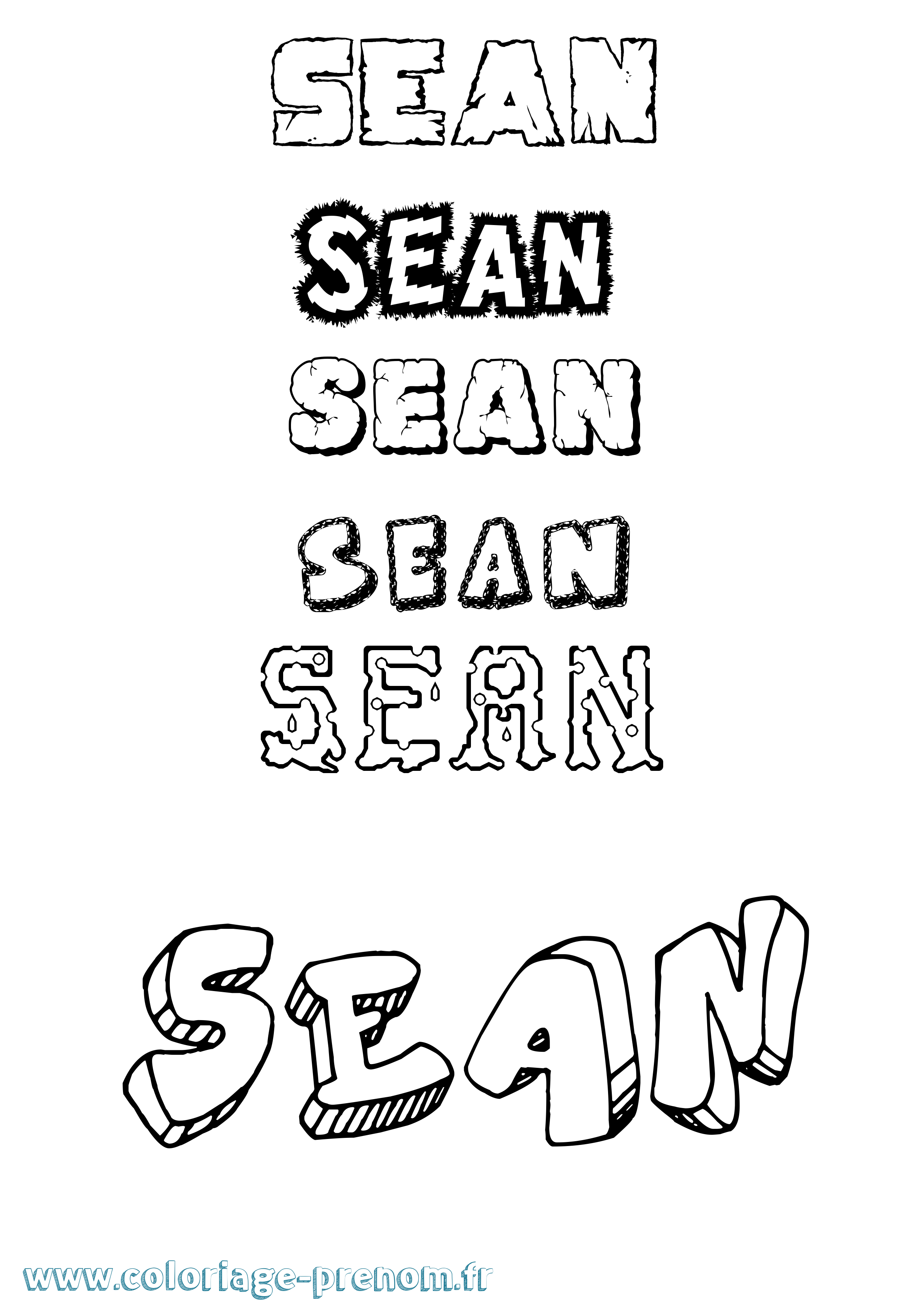 Coloriage prénom Sean