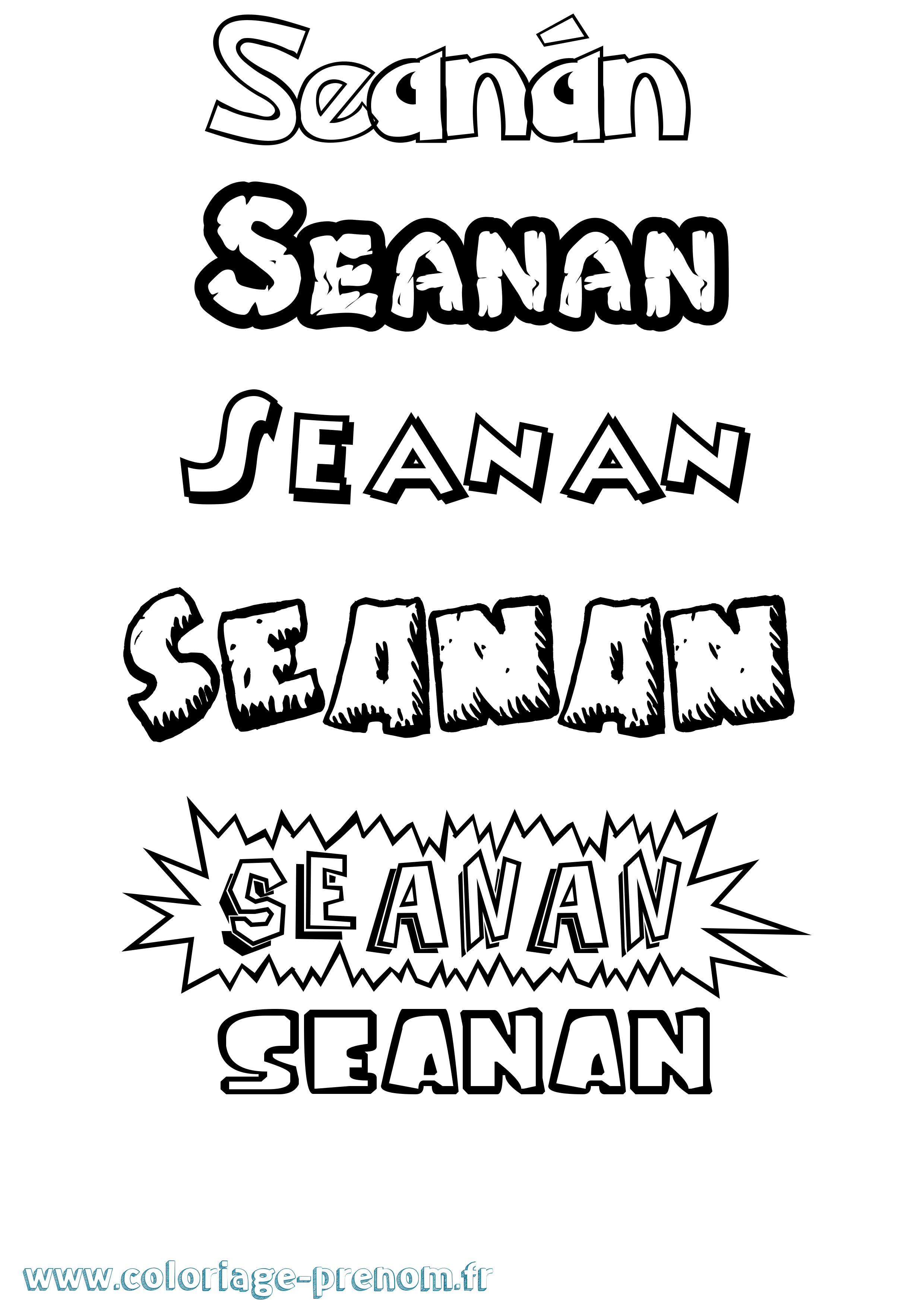Coloriage prénom Seanán Dessin Animé