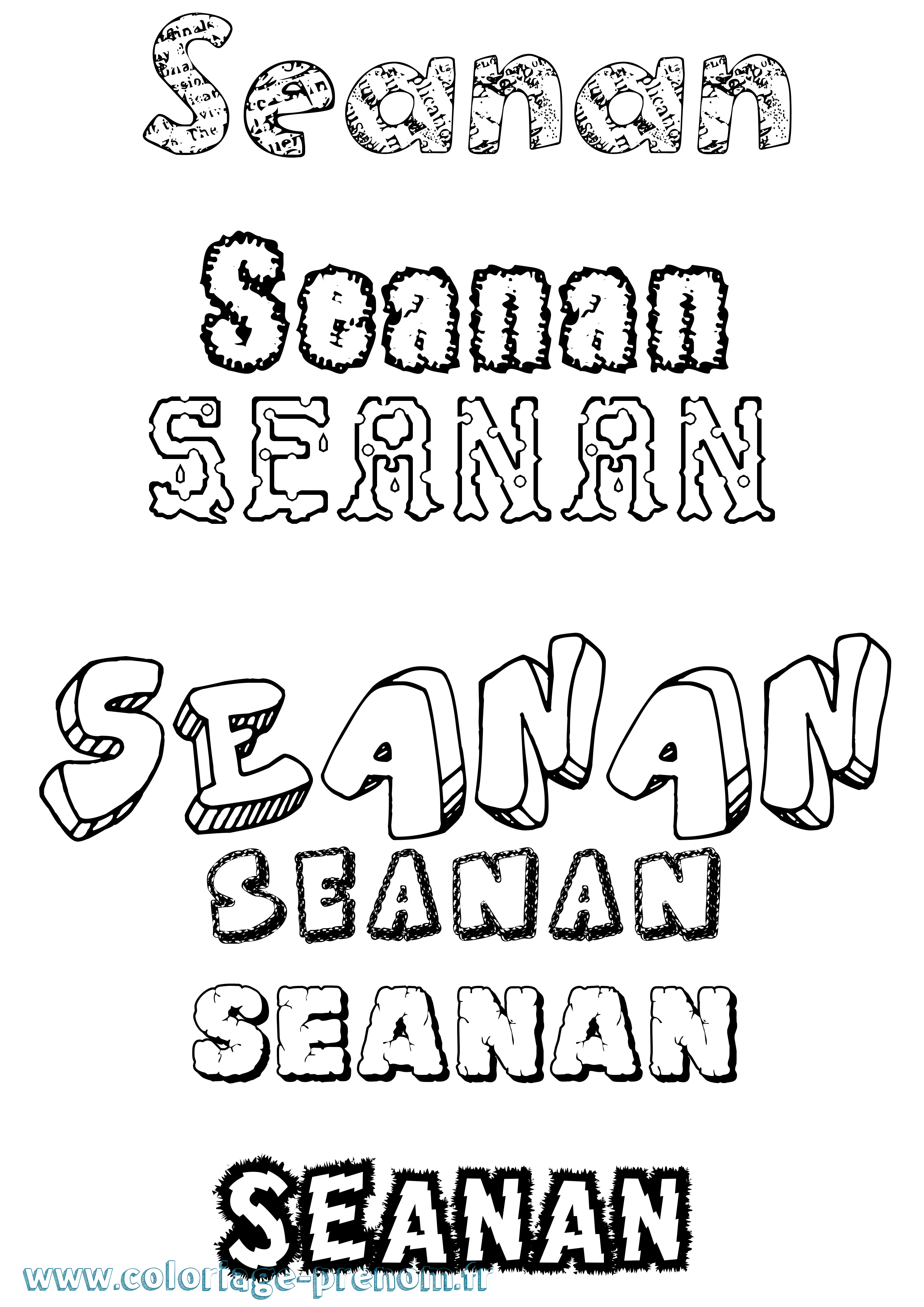 Coloriage prénom Seanán Destructuré