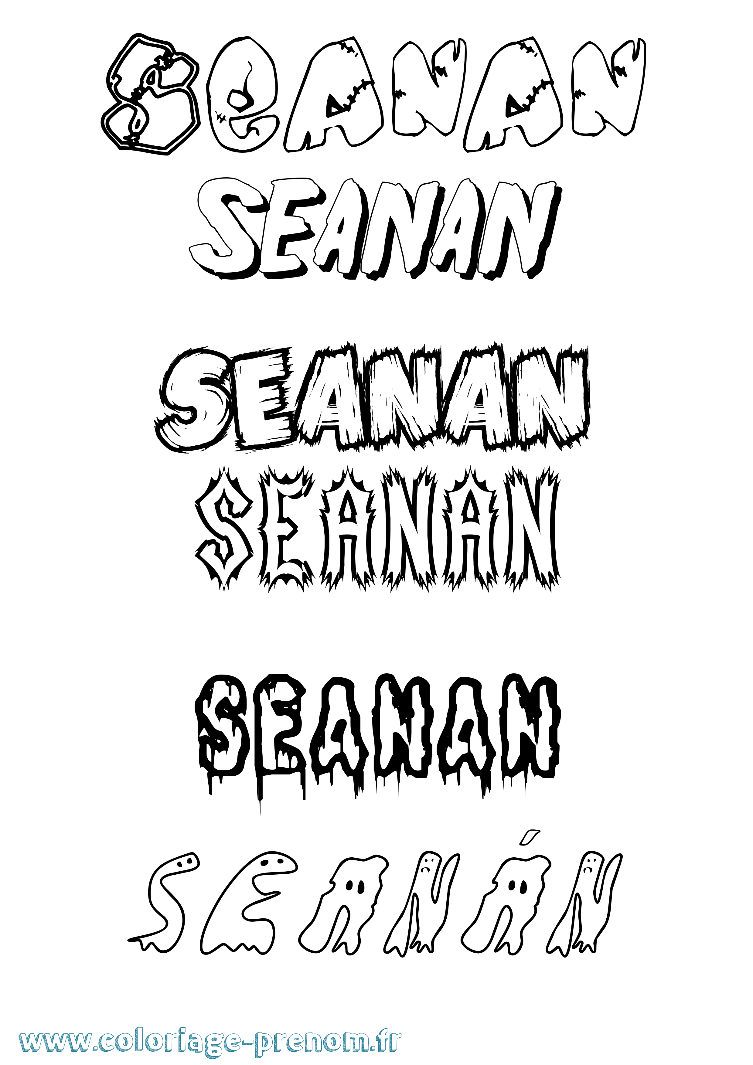 Coloriage prénom Seanán Frisson