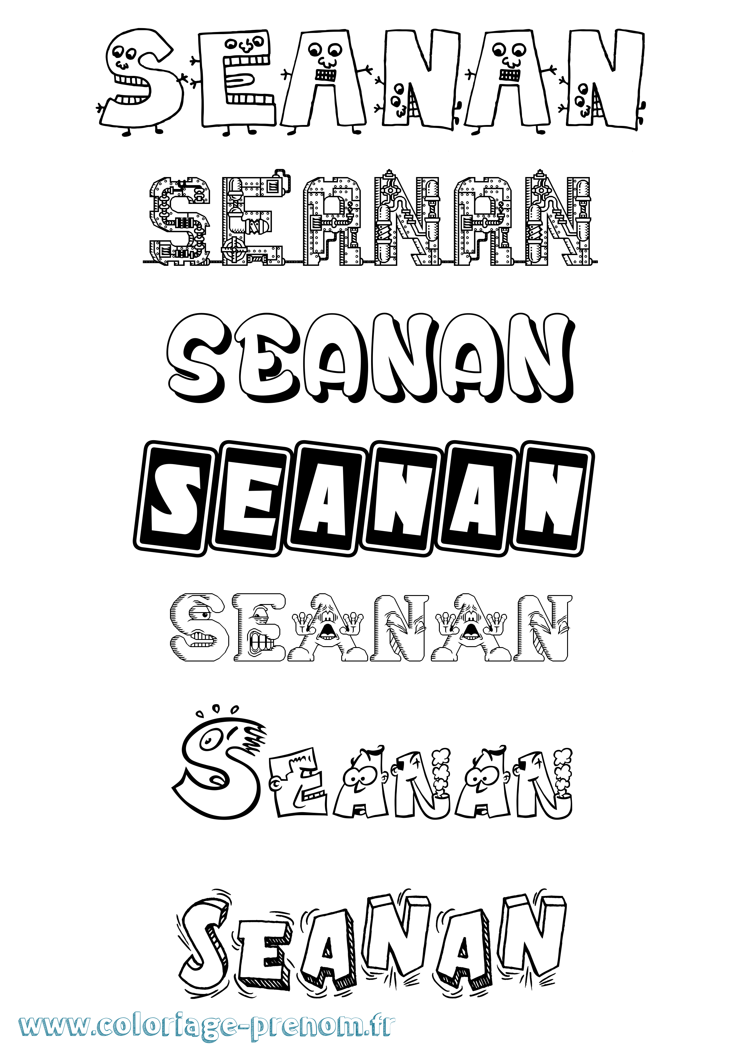 Coloriage prénom Seanán Fun