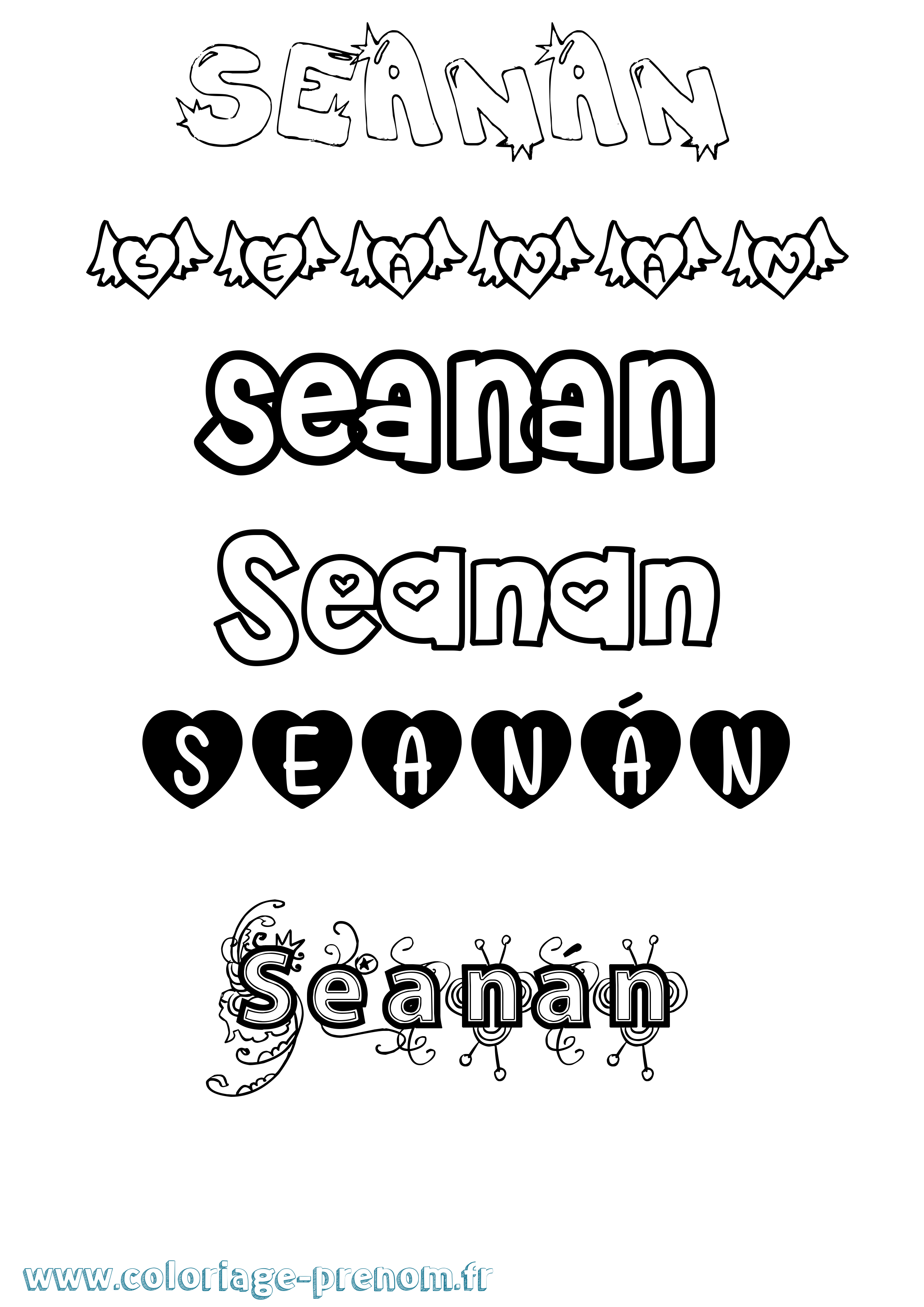 Coloriage prénom Seanán Girly