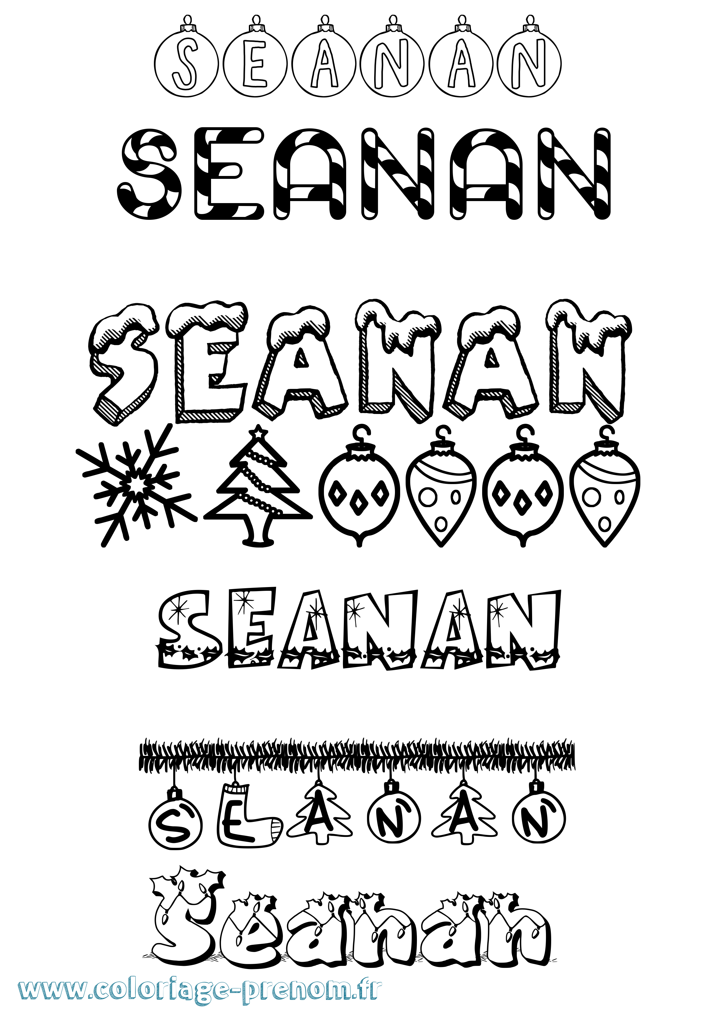 Coloriage prénom Seanán Noël
