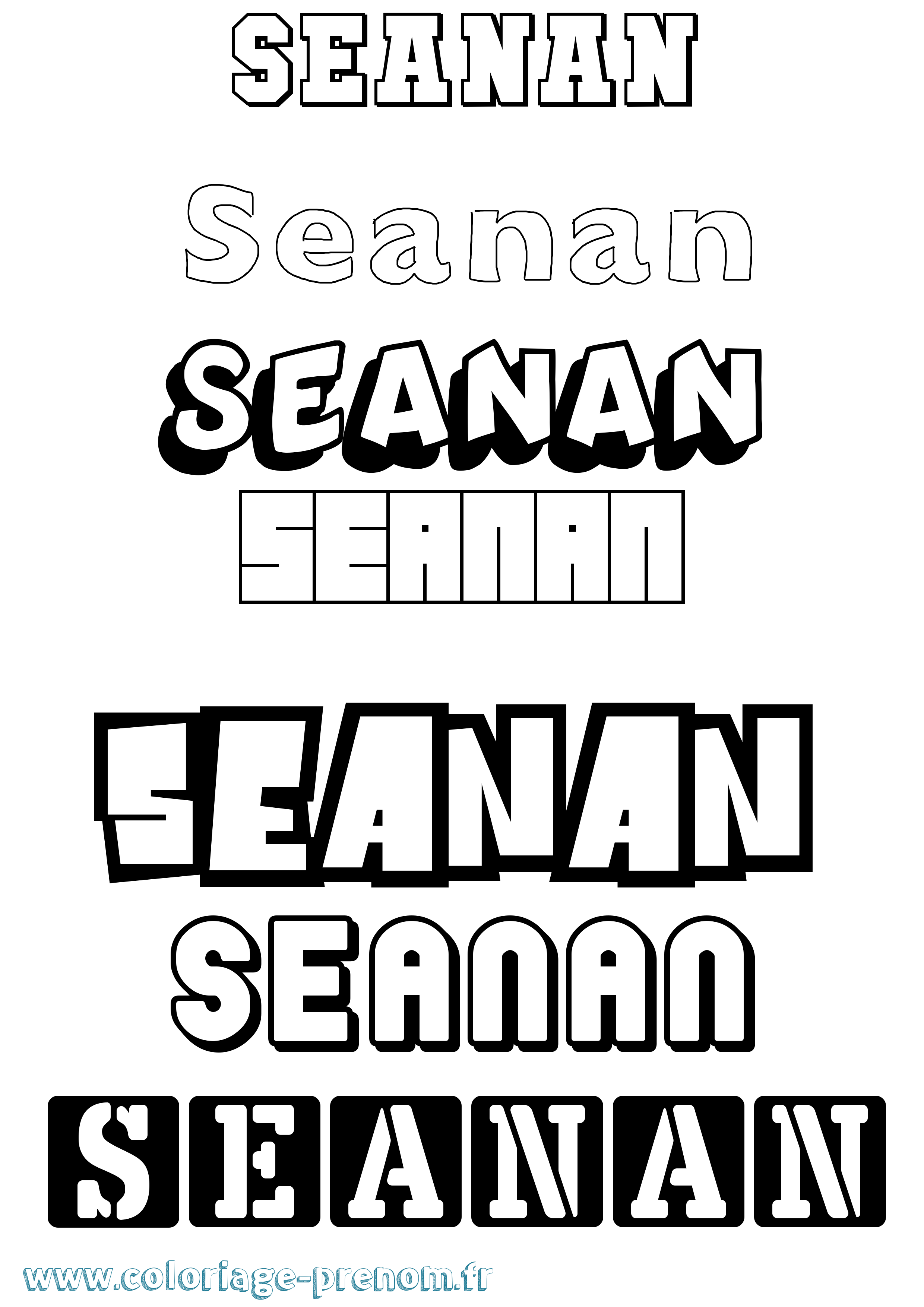Coloriage prénom Seanán Simple