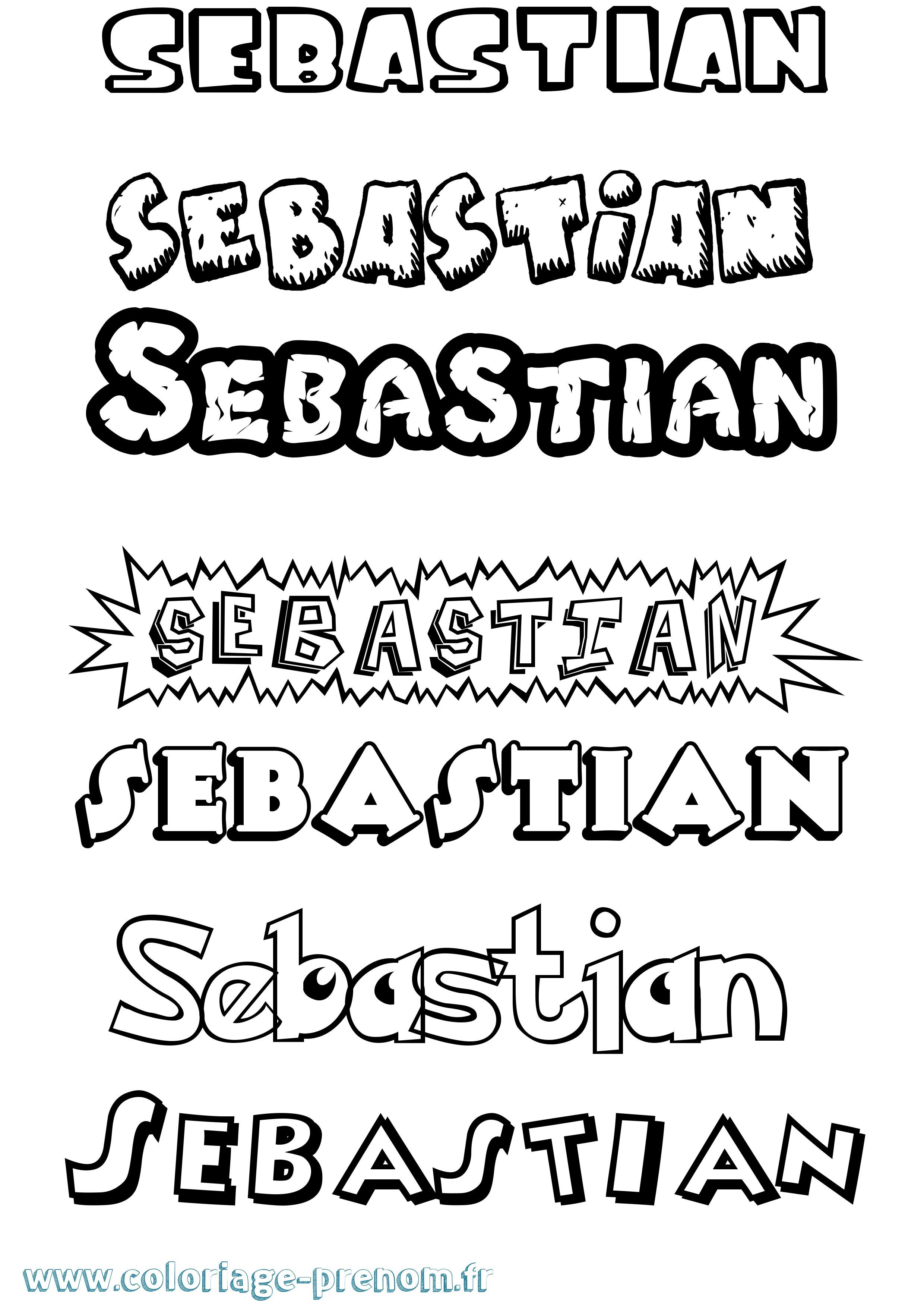 Coloriage prénom Sebastian Dessin Animé