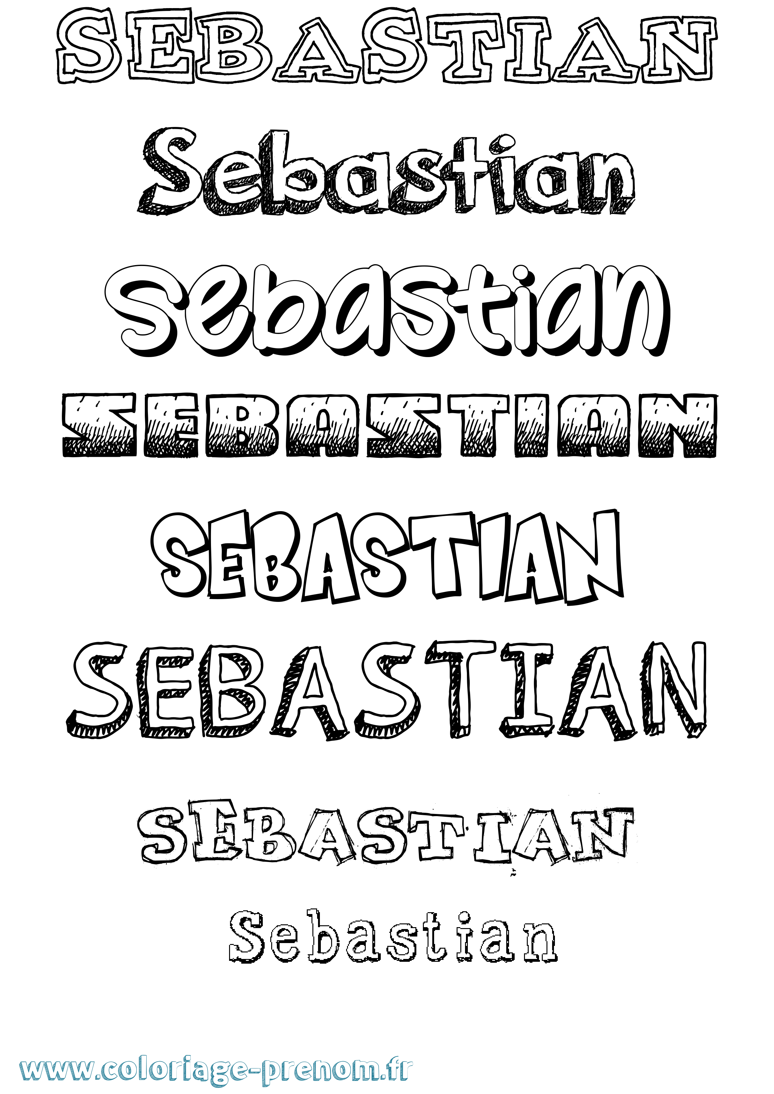 Coloriage prénom Sebastian