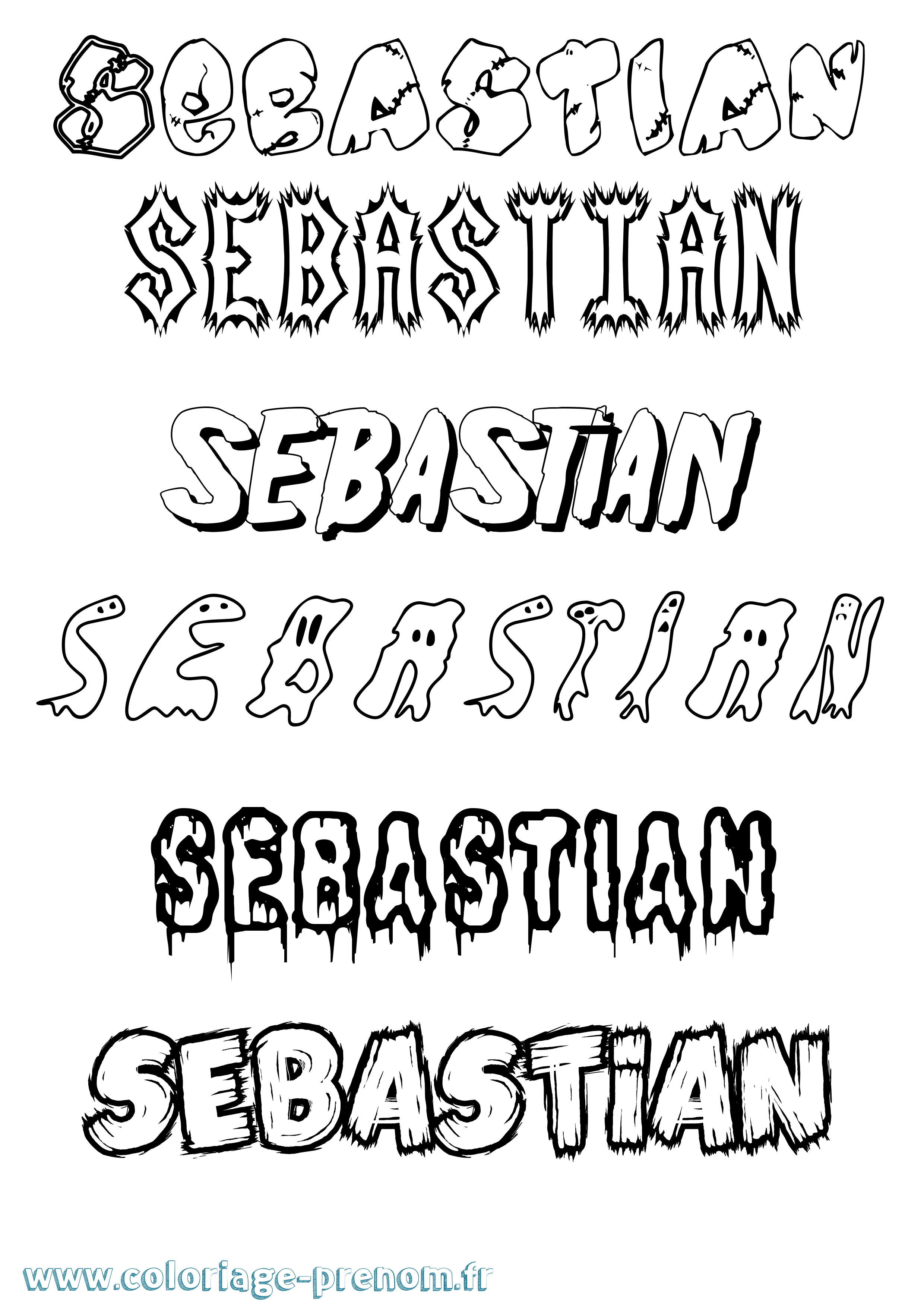Coloriage prénom Sebastian Frisson