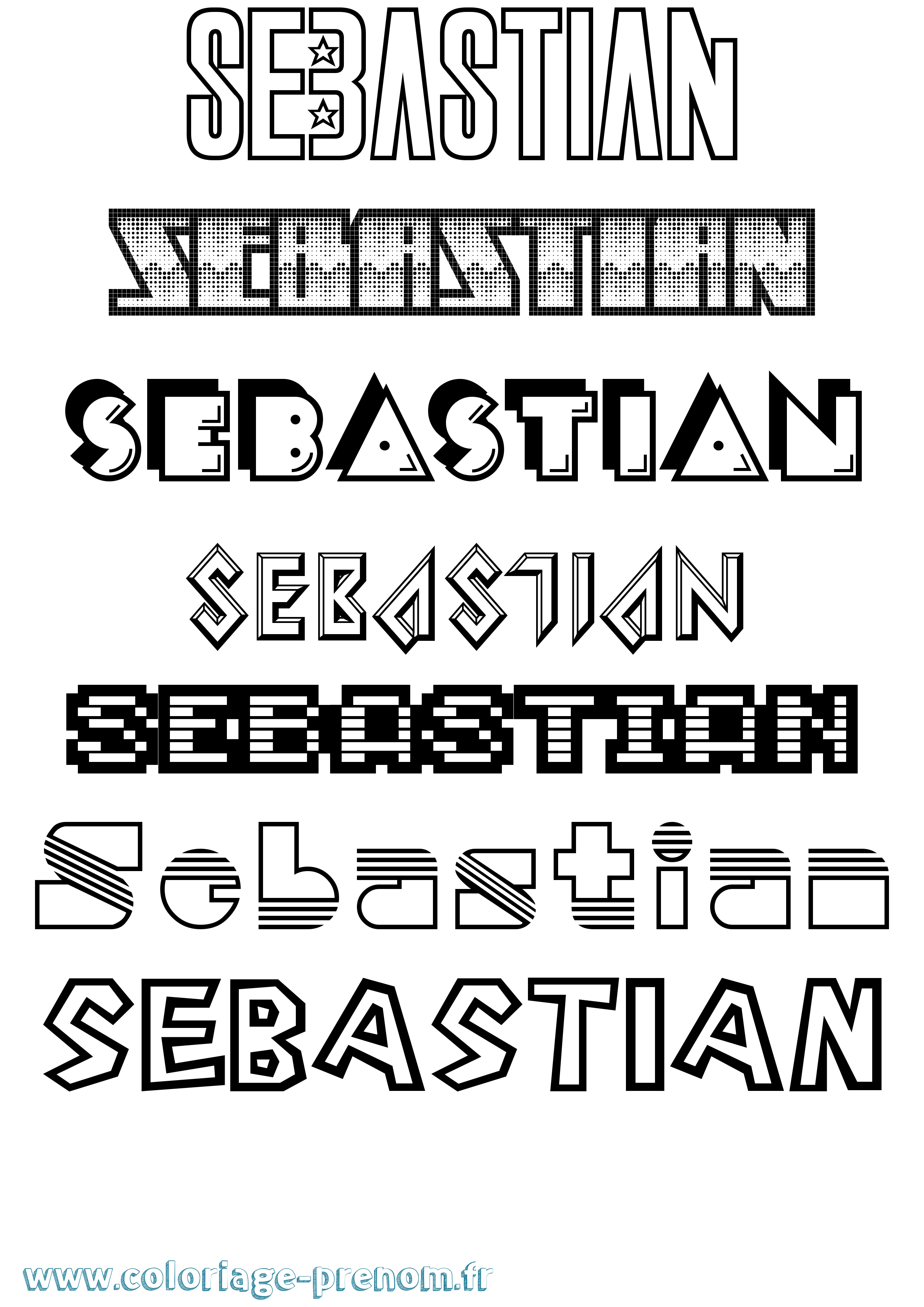 Coloriage prénom Sebastian Jeux Vidéos