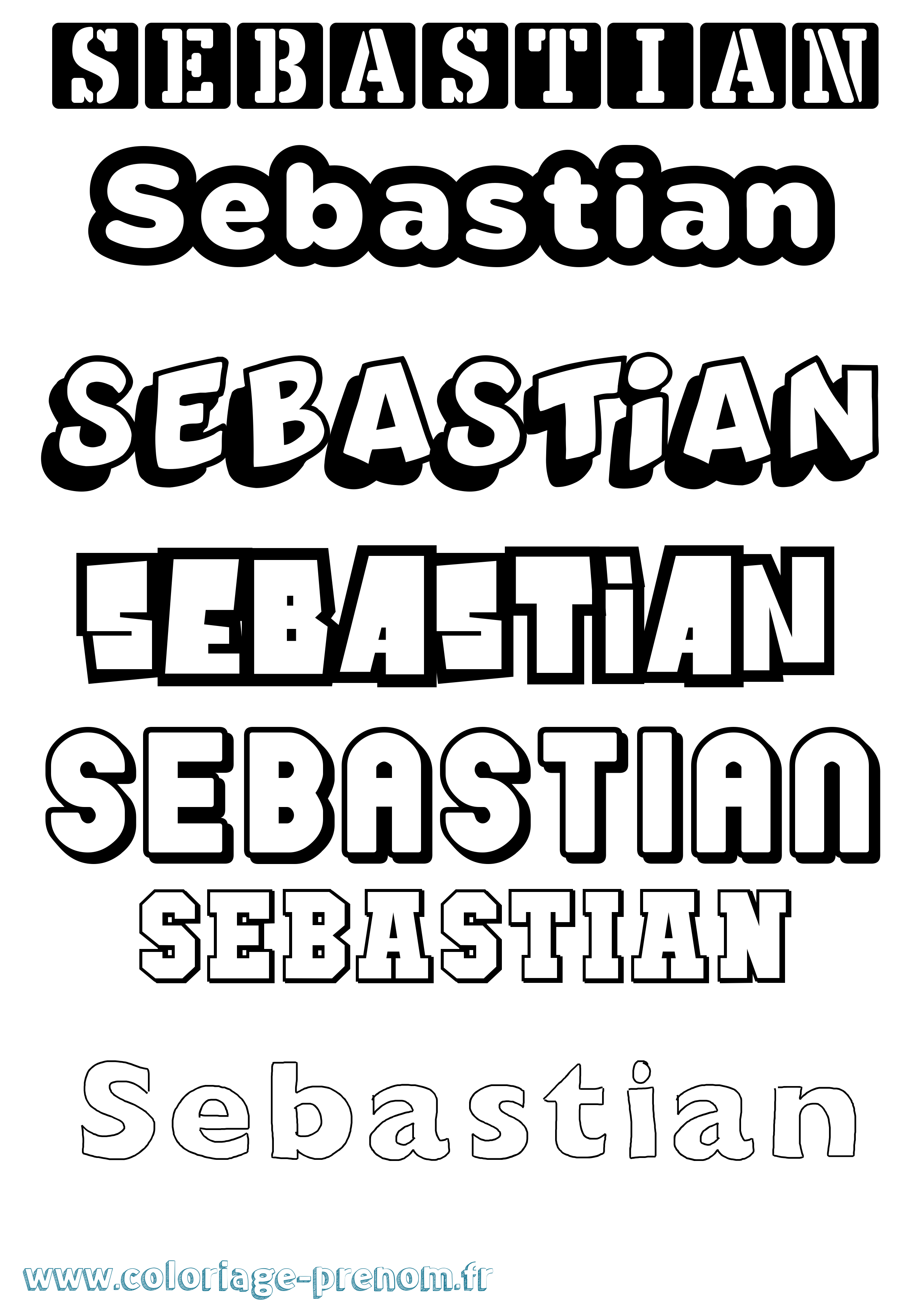 Coloriage prénom Sebastian Simple