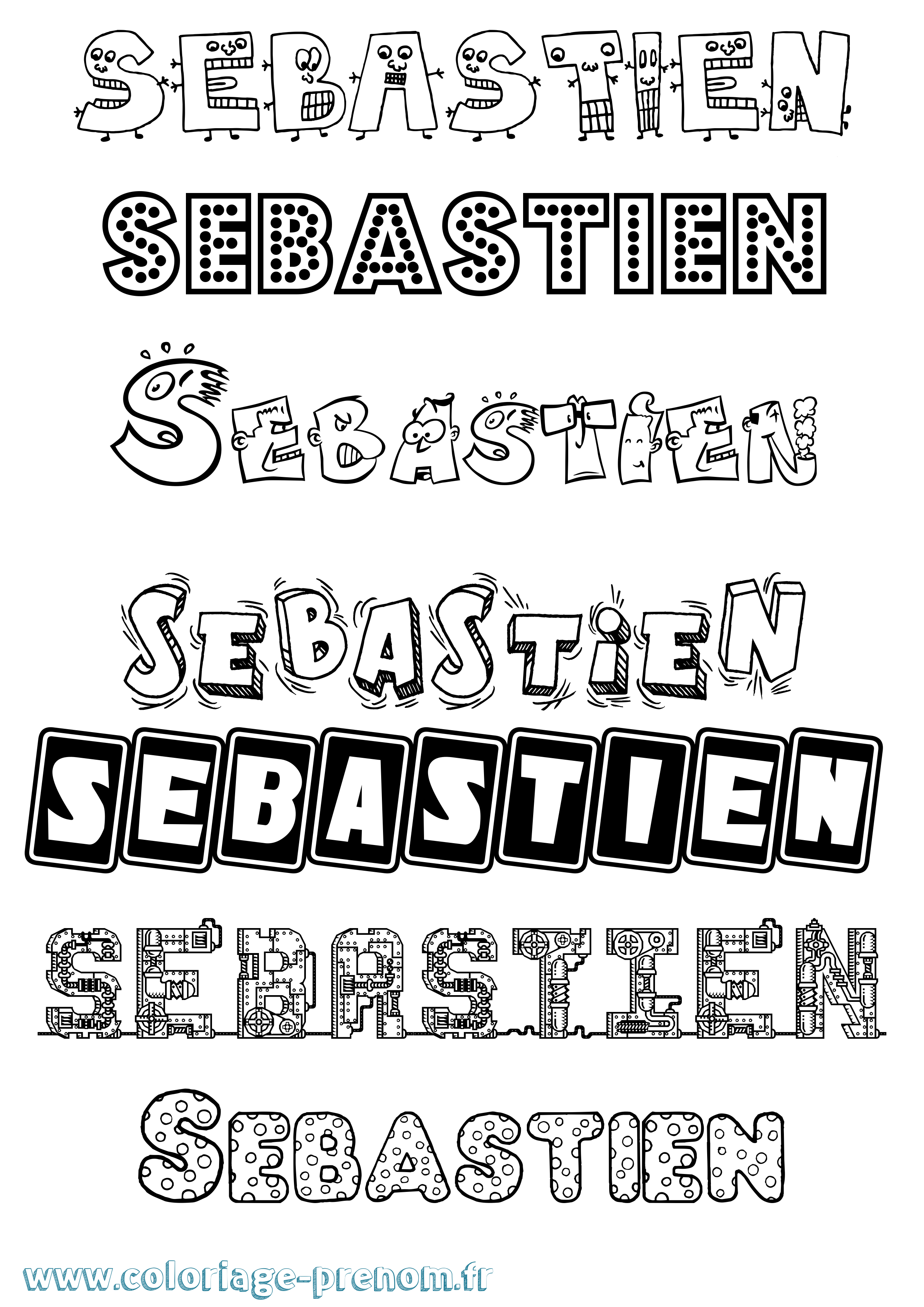 Coloriage Sebastien Coloriage prénom Sebastien