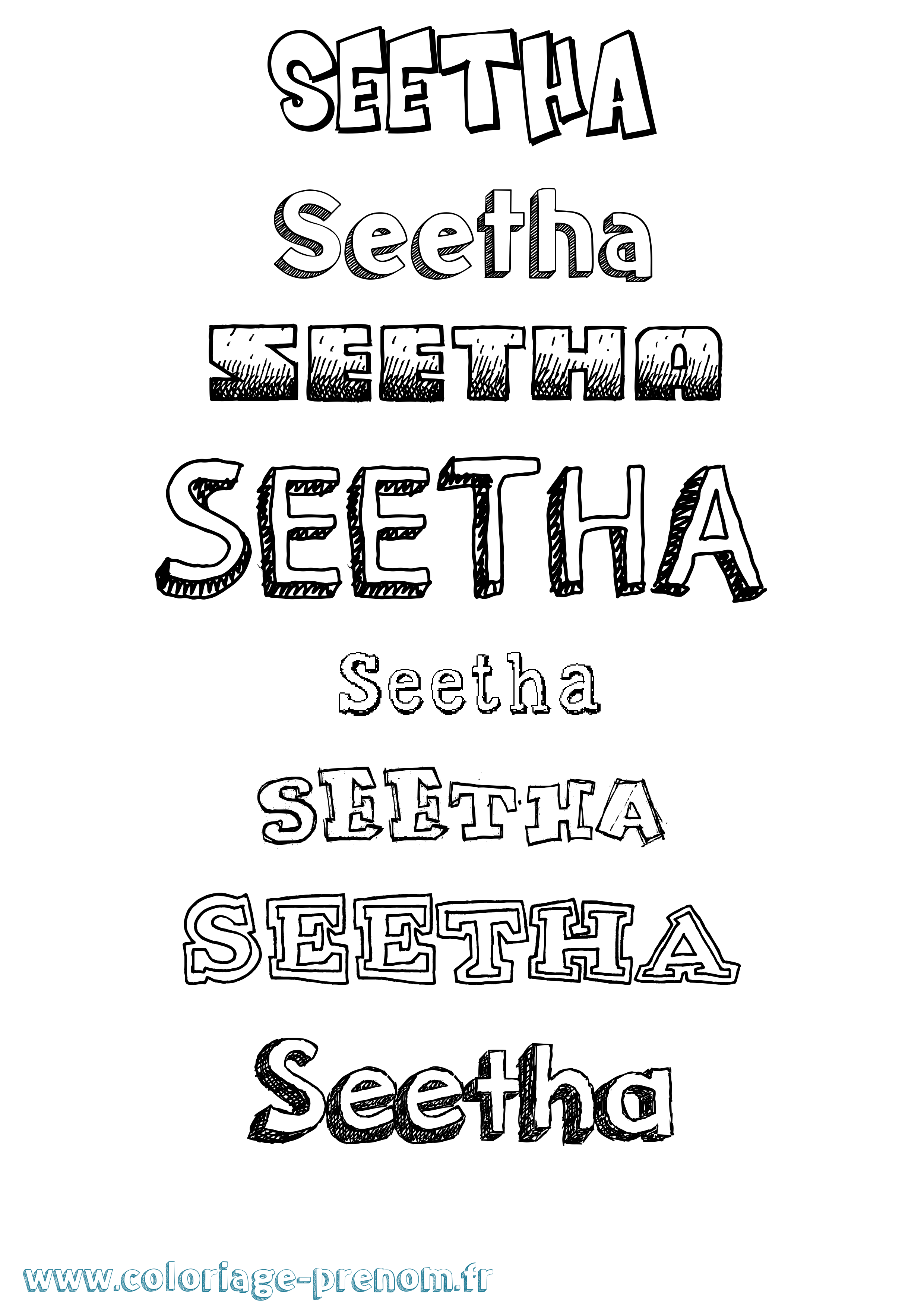 Coloriage prénom Seetha Dessiné