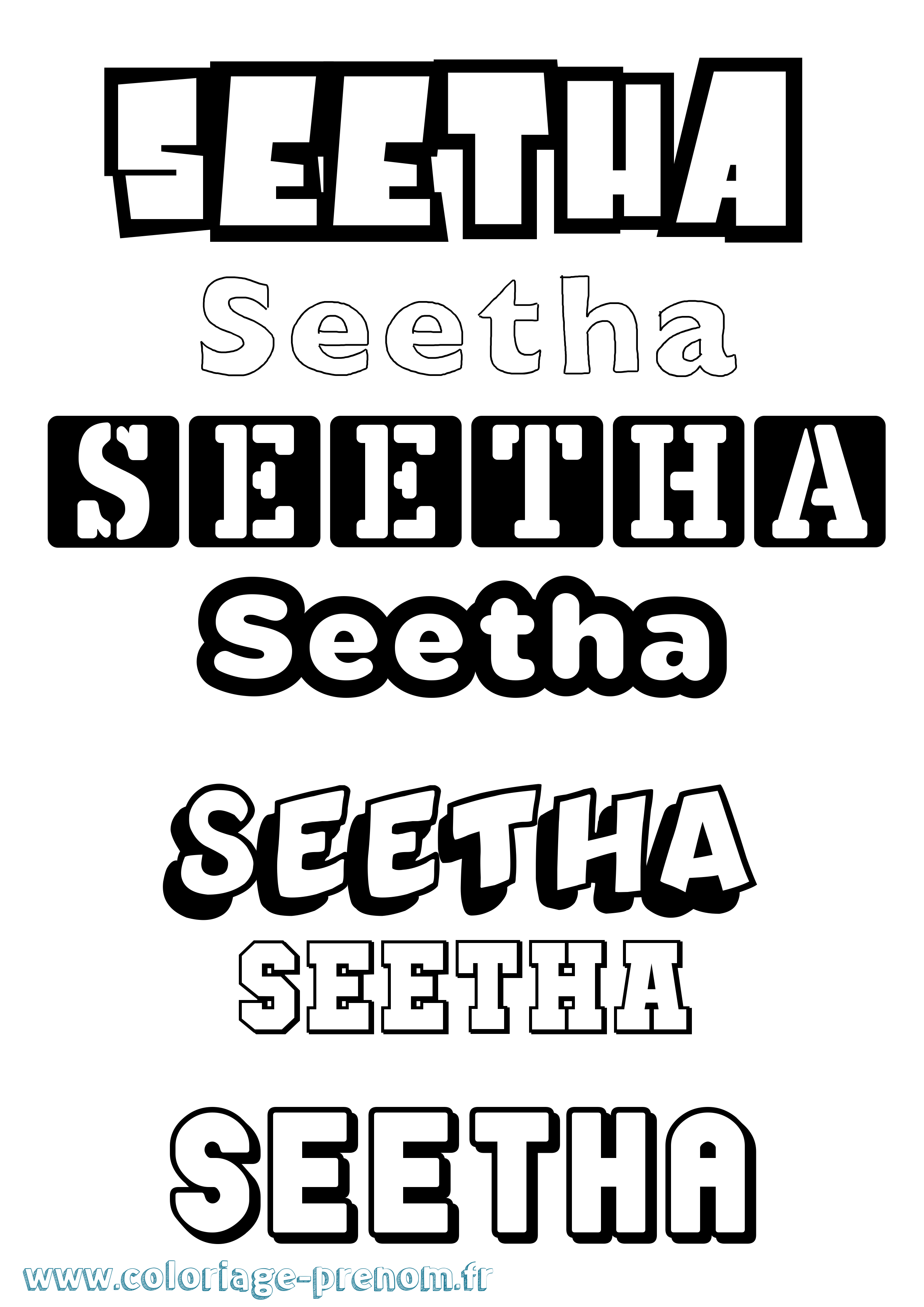 Coloriage prénom Seetha Simple