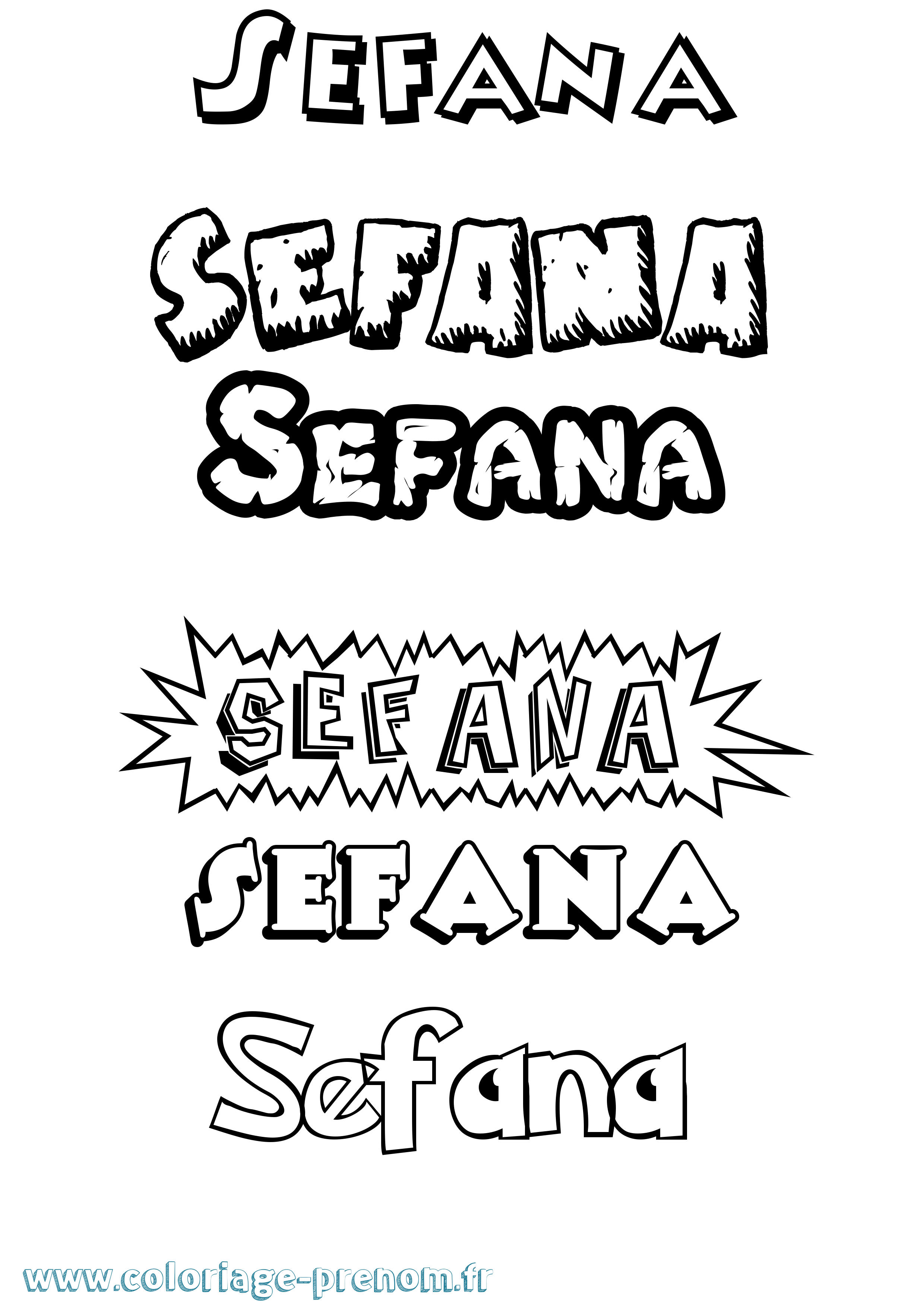 Coloriage prénom Sefana Dessin Animé