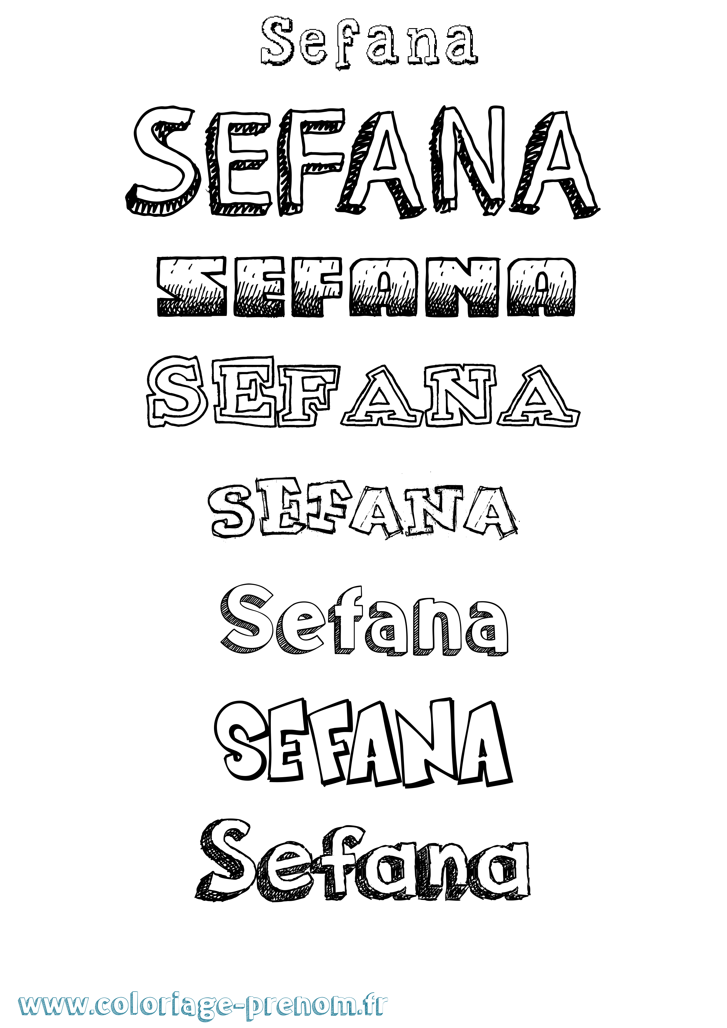 Coloriage prénom Sefana Dessiné