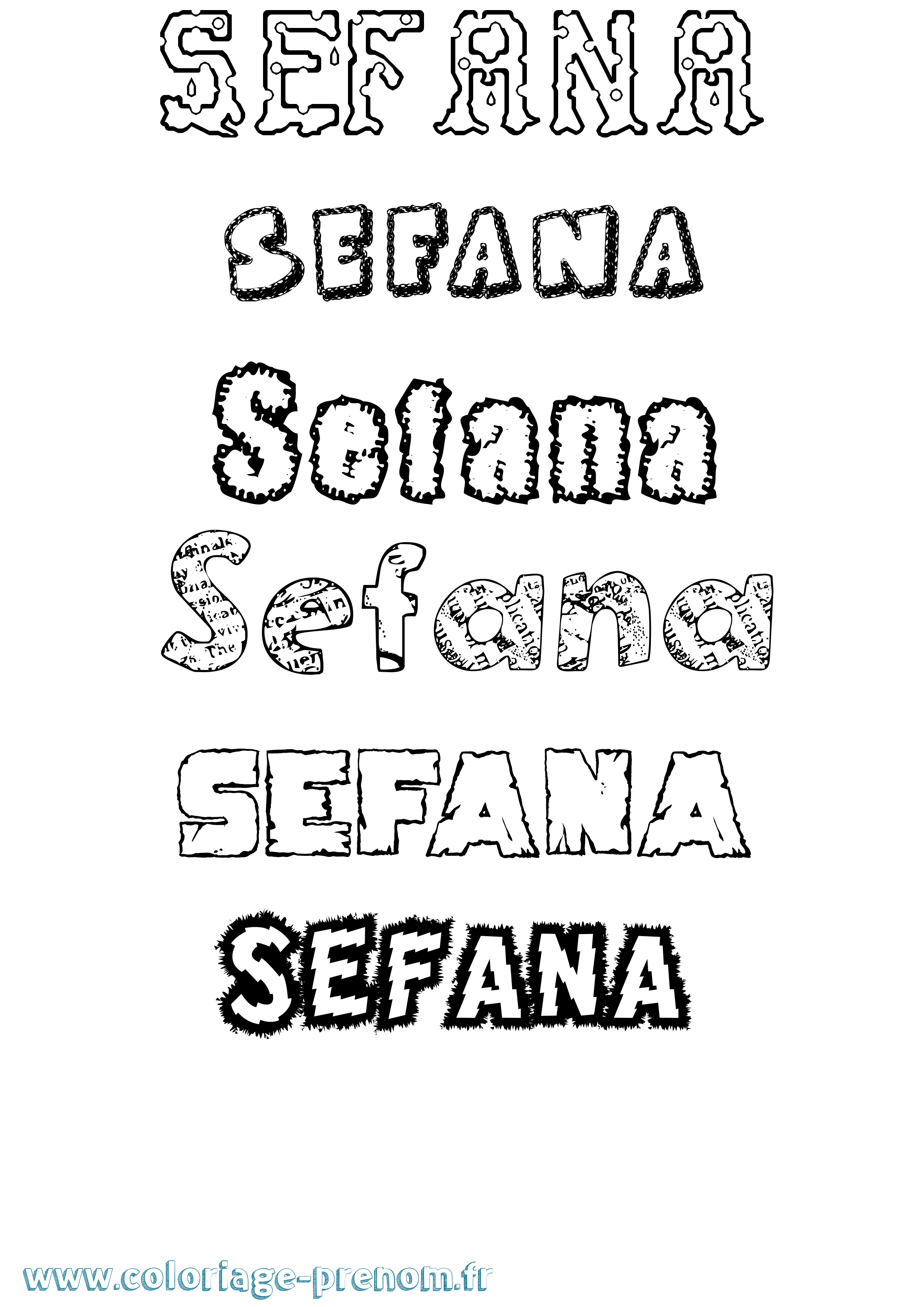 Coloriage prénom Sefana Destructuré