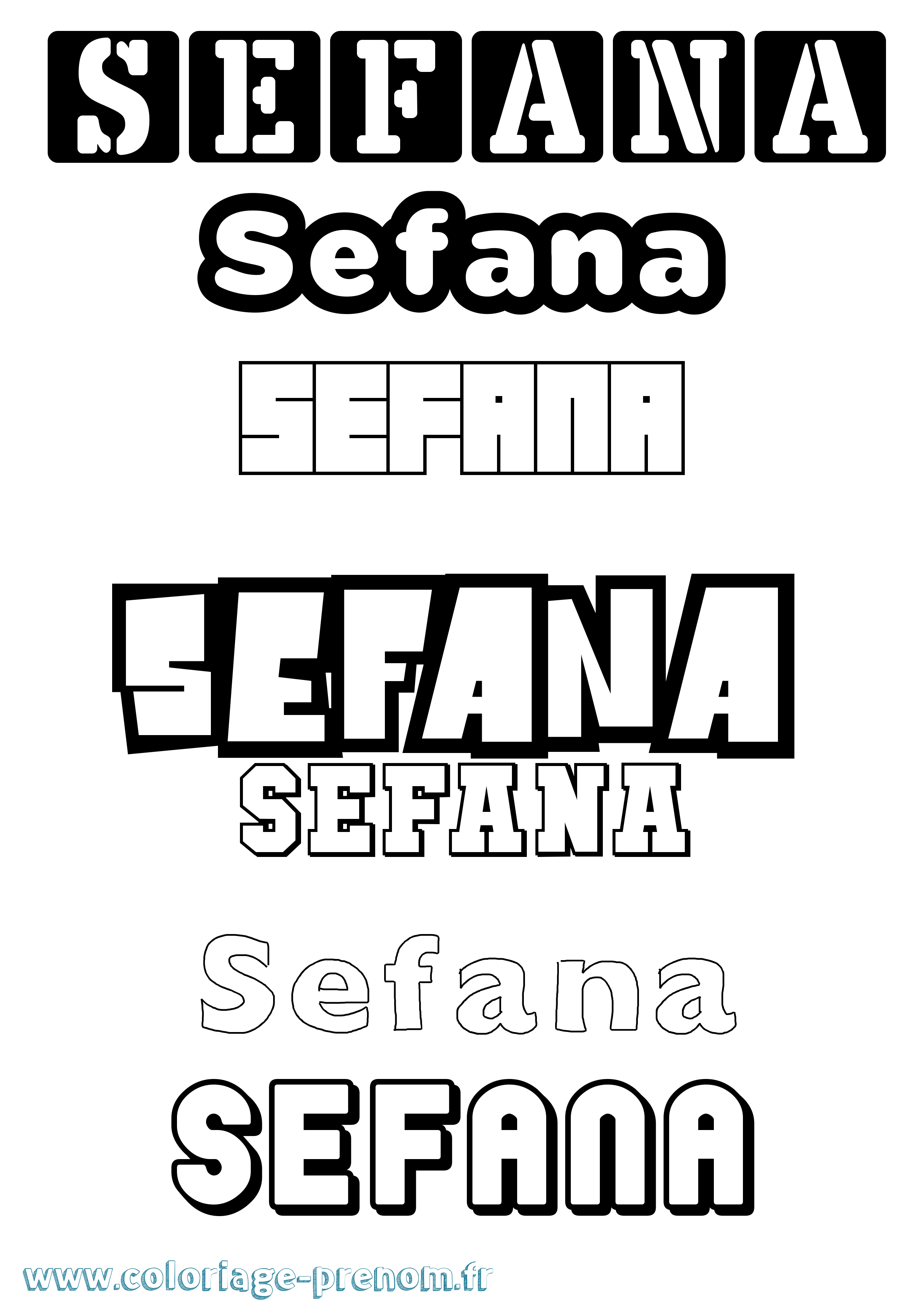 Coloriage prénom Sefana Simple