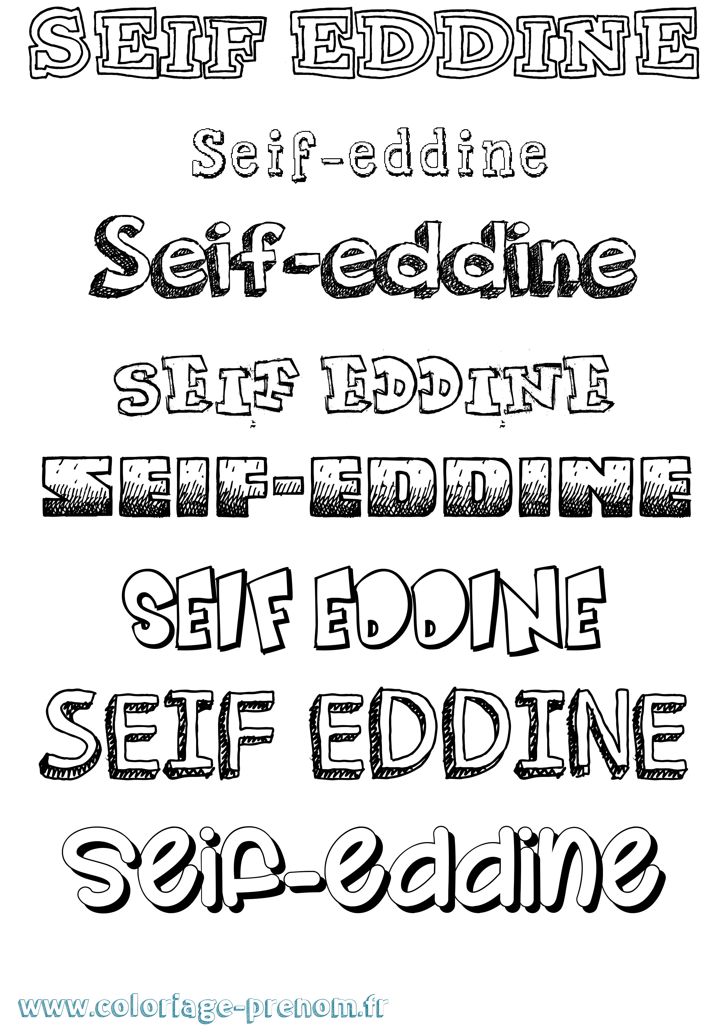 Coloriage prénom Seif-Eddine Dessiné